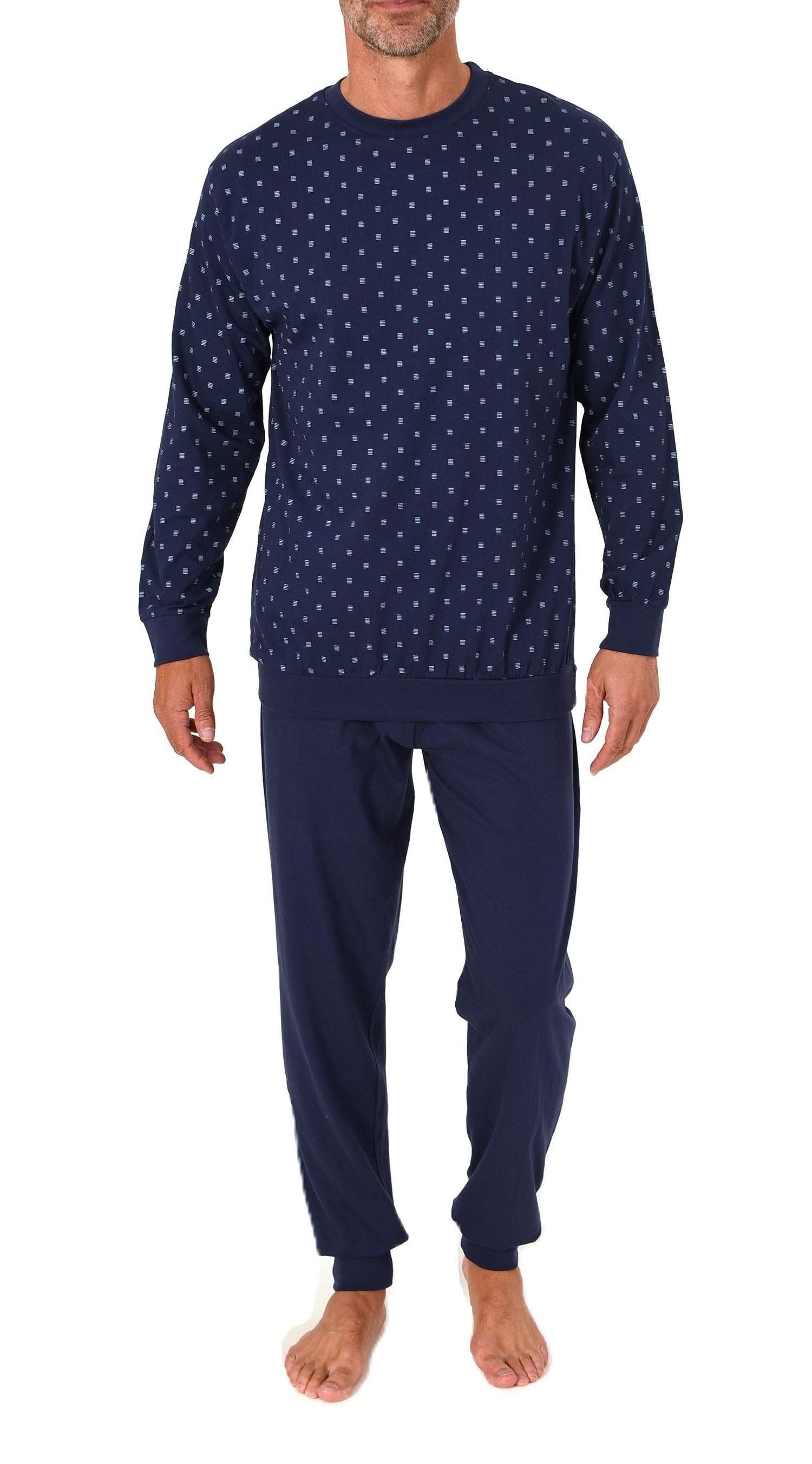 Pyjama Normann Herren Schlafanzug langarm mit Bündchen in eleganter Optik