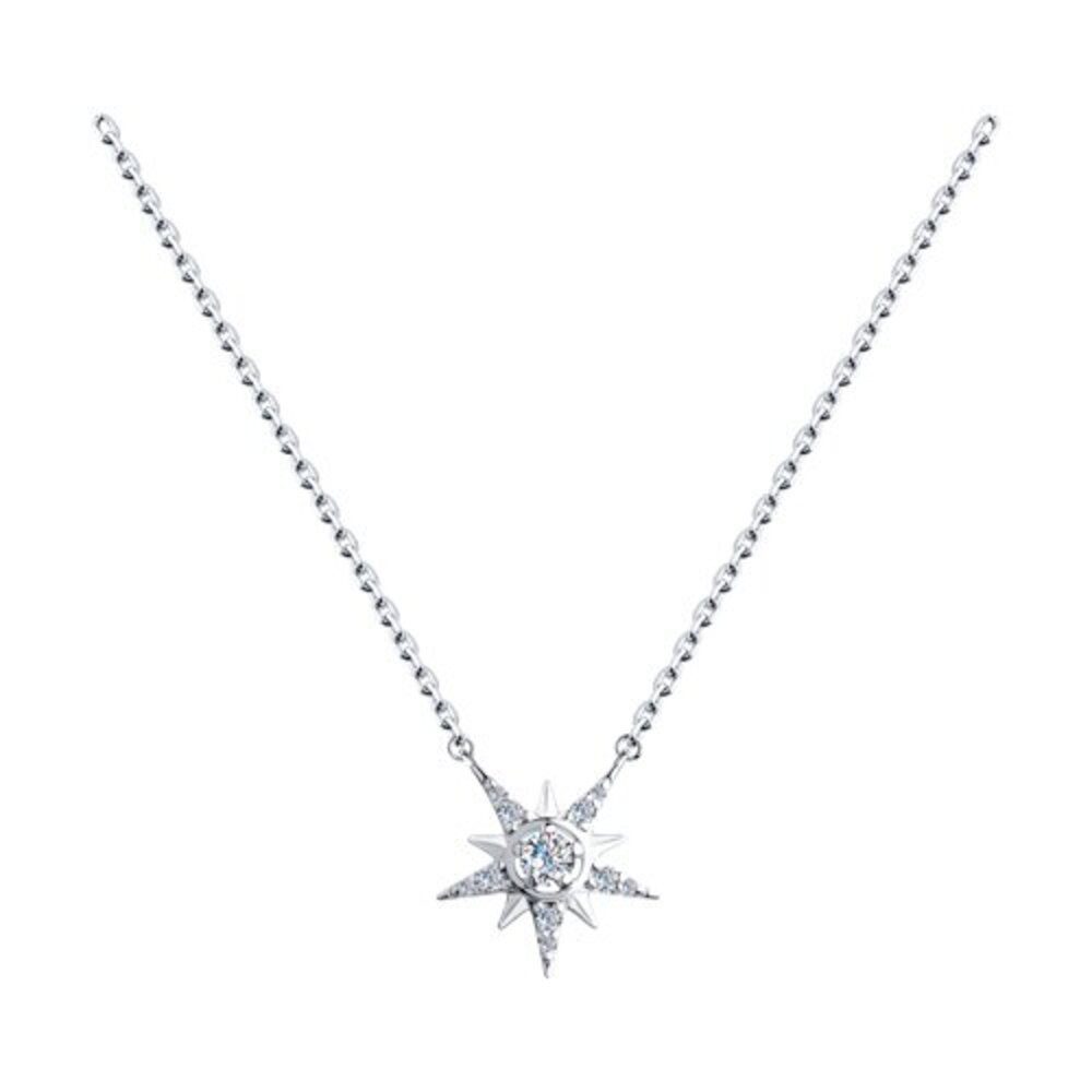 Kette mit Anhänger Halskette mit Anhänger 925 Silber Zirkonia Steine Länge 40 cm