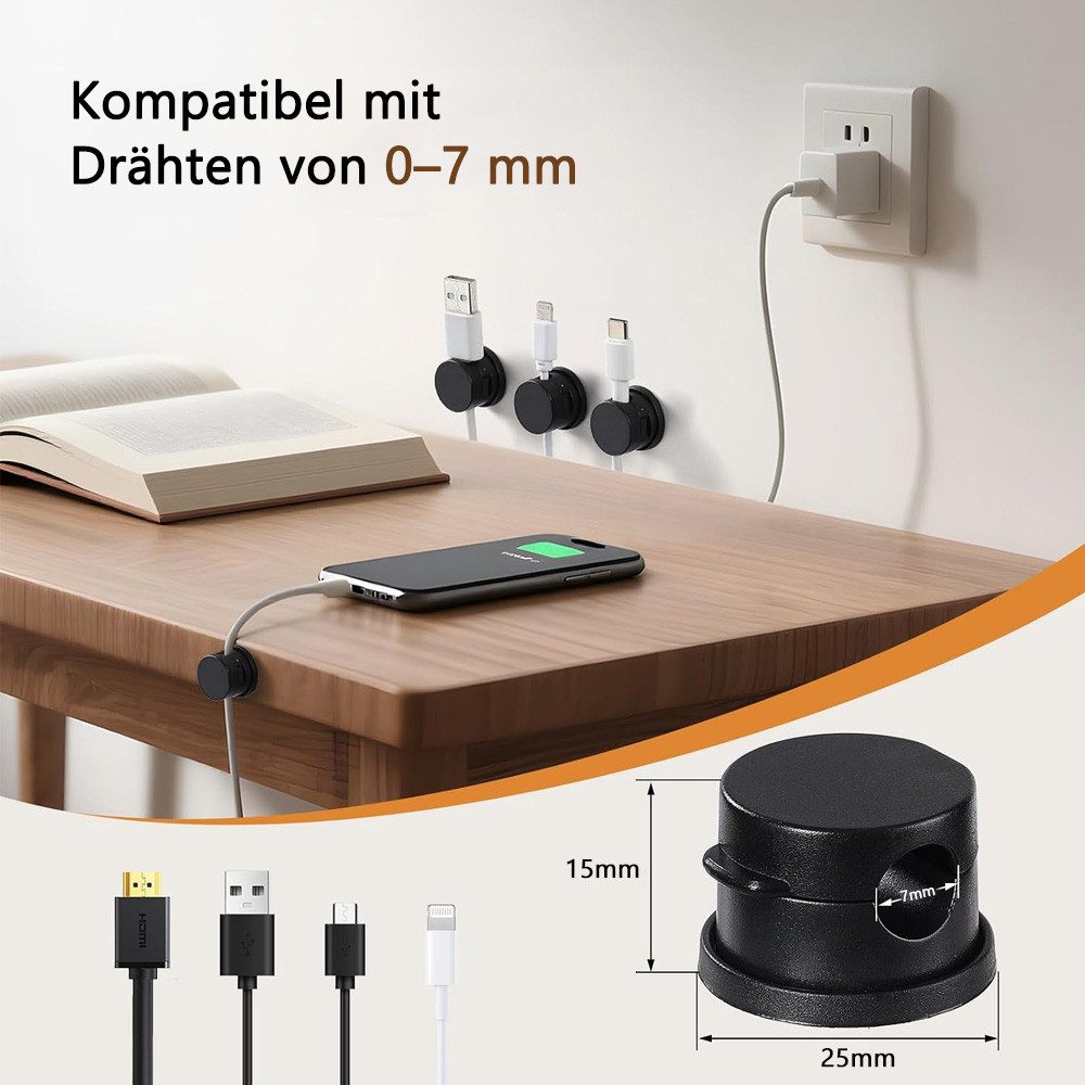 AFKSMILE Kabelführung 8 Stück 360° Drehbare Magnetische Kabelhalter Kabelclips Selbstklebend – Bild 2 von 5