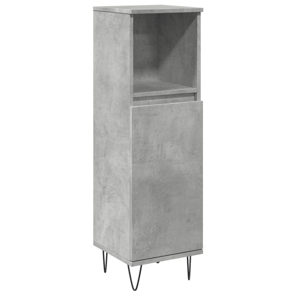 vidaXL Badezimmer-Set Badschrank Betongrau 30x30x100 cm günstig online kaufen