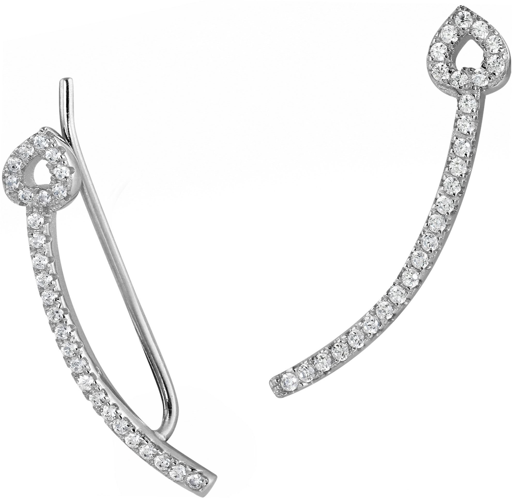 Paar Ohrklemmen SilberDream weiß Ear Cuff Herz Ohrringe