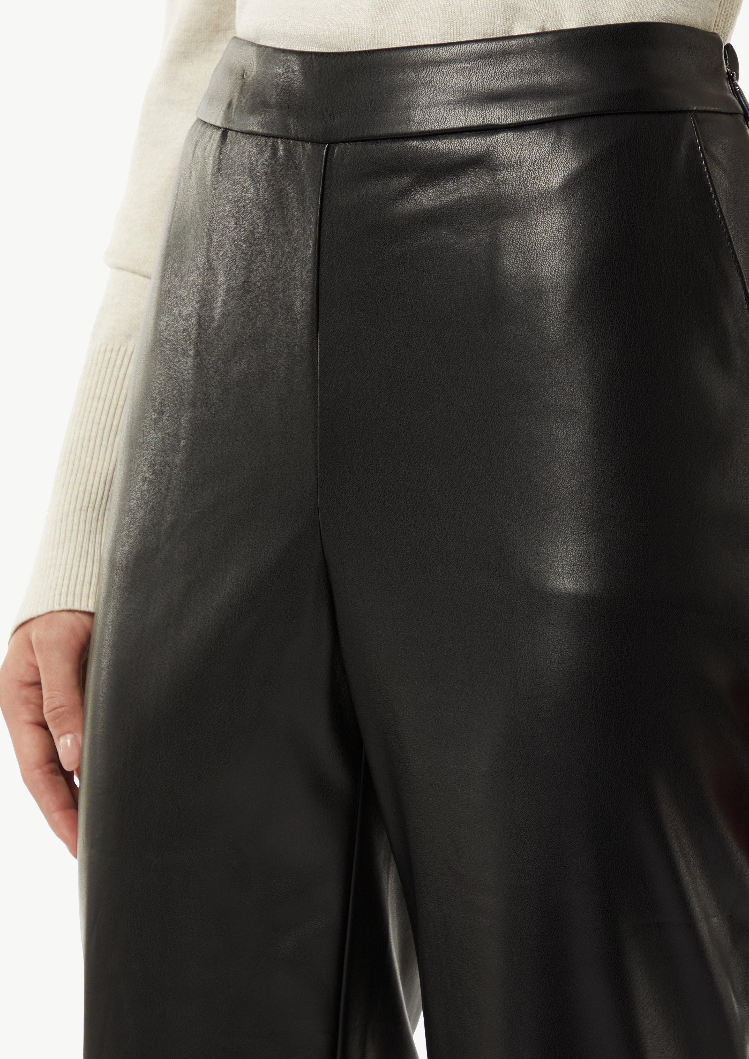 comma 7/8-Hose Flared-Leg-Hose in Leder-Optik Teilungsnaht günstig online kaufen