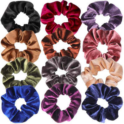 H&S Haarband Bunte Satin Haargummis - 12er Set - Scrunchies, 1-tlg., Satin Scrunchies Set - 12 Stück