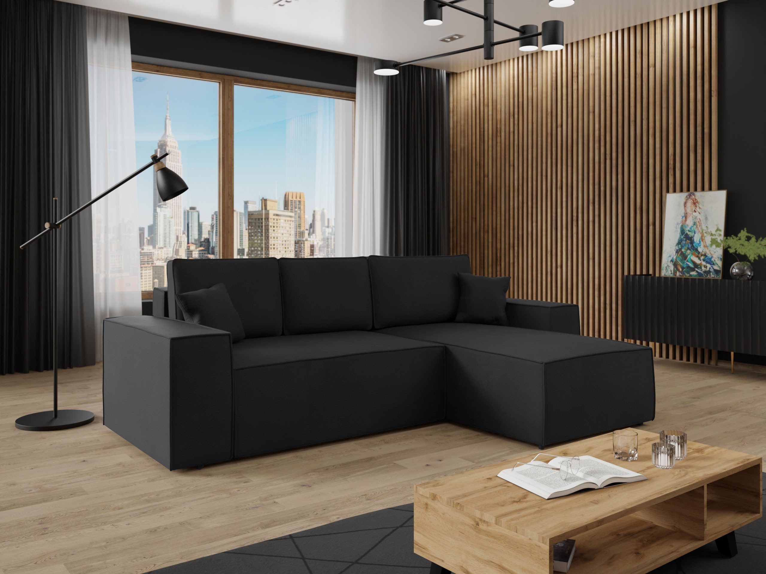 MIRJAN24 Ecksofa Malaga L, mit Bettkasten und Schlaffunktion, Rückenlehne in Form beweglicher Kissen