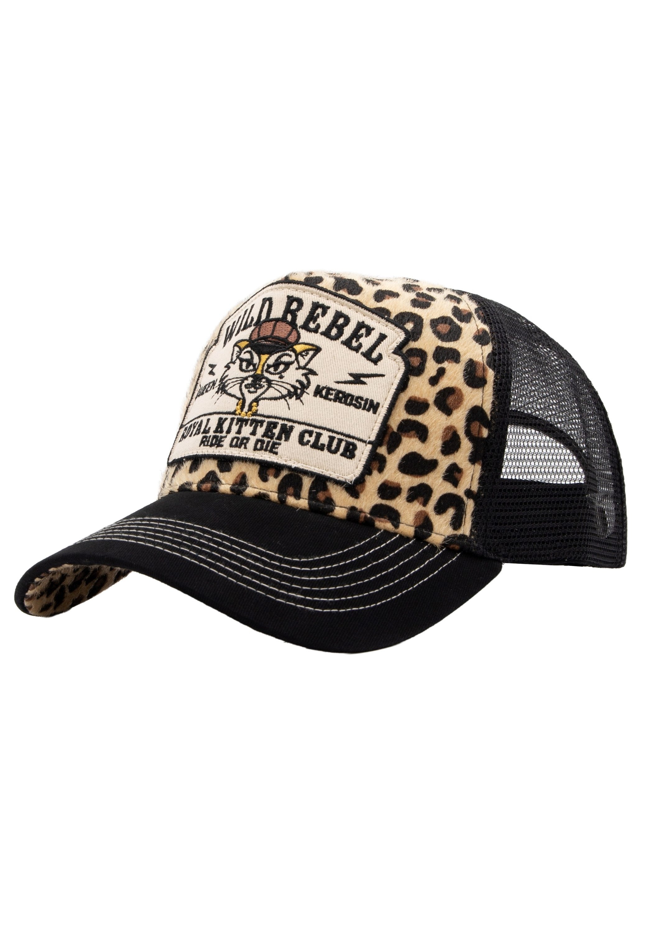QueenKerosin Trucker Cap Wild Rebel Royal Kitten Club (1-St) mit Leo-Fell-Imitat
