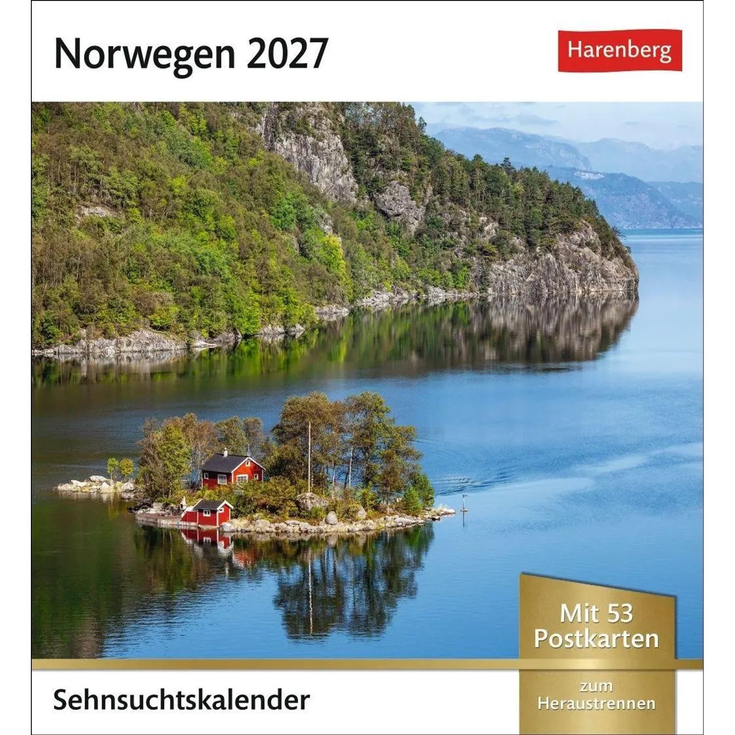 Harenberg Kalender Verlag Wandkalender Norwegen Sehnsuchtskalender 2027 - Wochenkalender mit 53 Postkarten