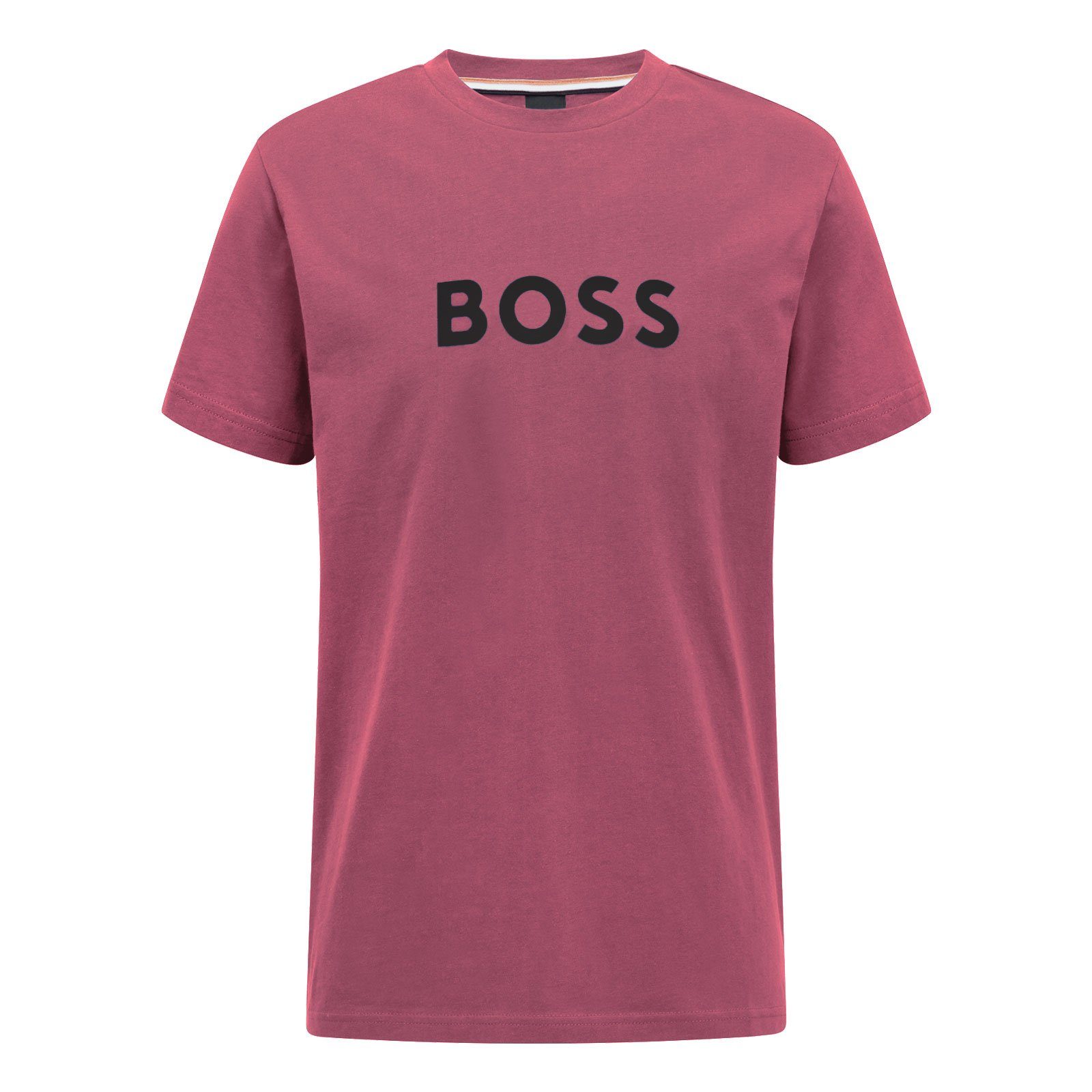 BOSS T-Shirt RN Sun Protection mit großem Markenprint auf der Brust 697 dark pink