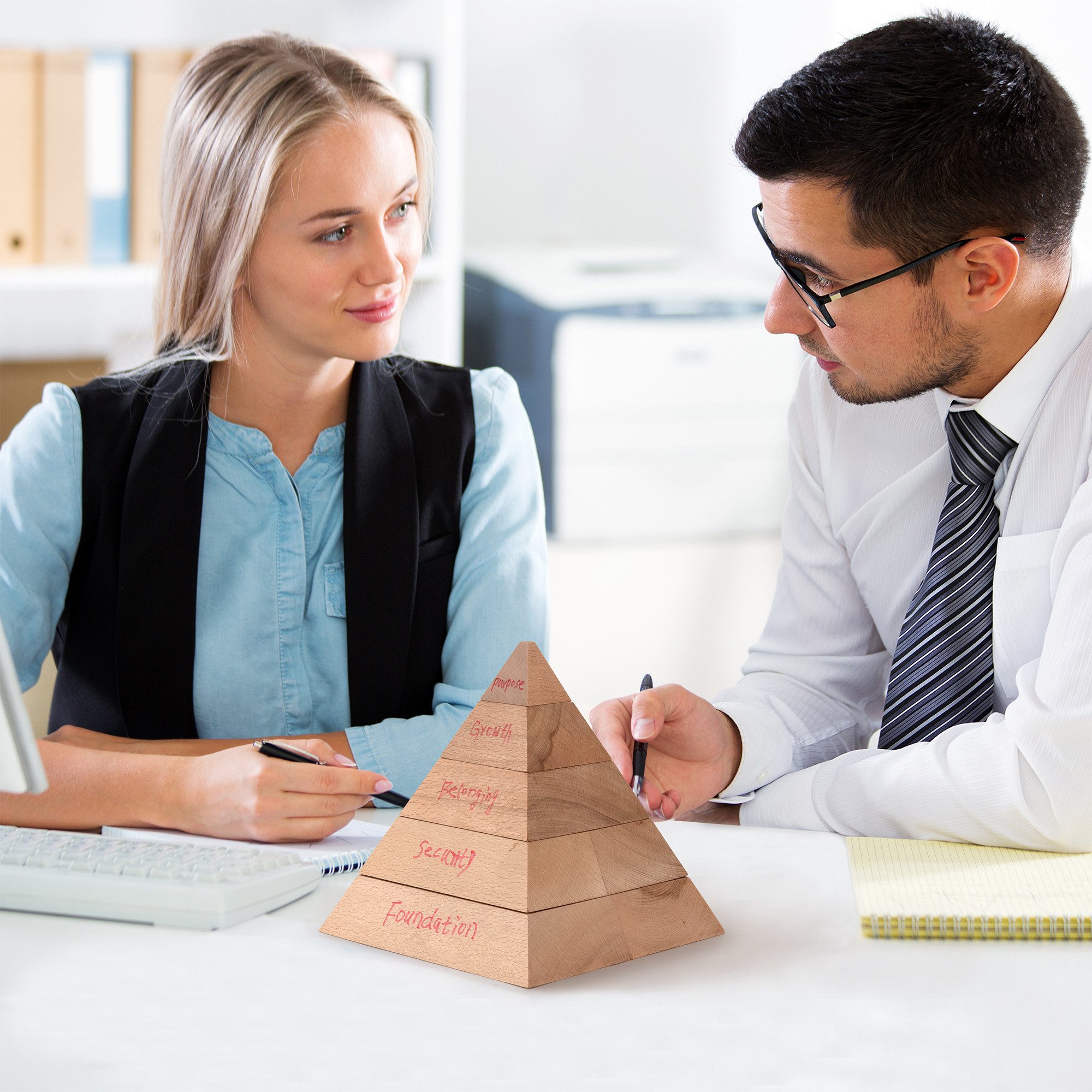 ideen.kollektiv Lernspielzeug Wertepyramide aus Holz – Bedürfnispyramide für Coaching, Therapie & Beratung, visualisiert Ziele und persönliche Entwicklung