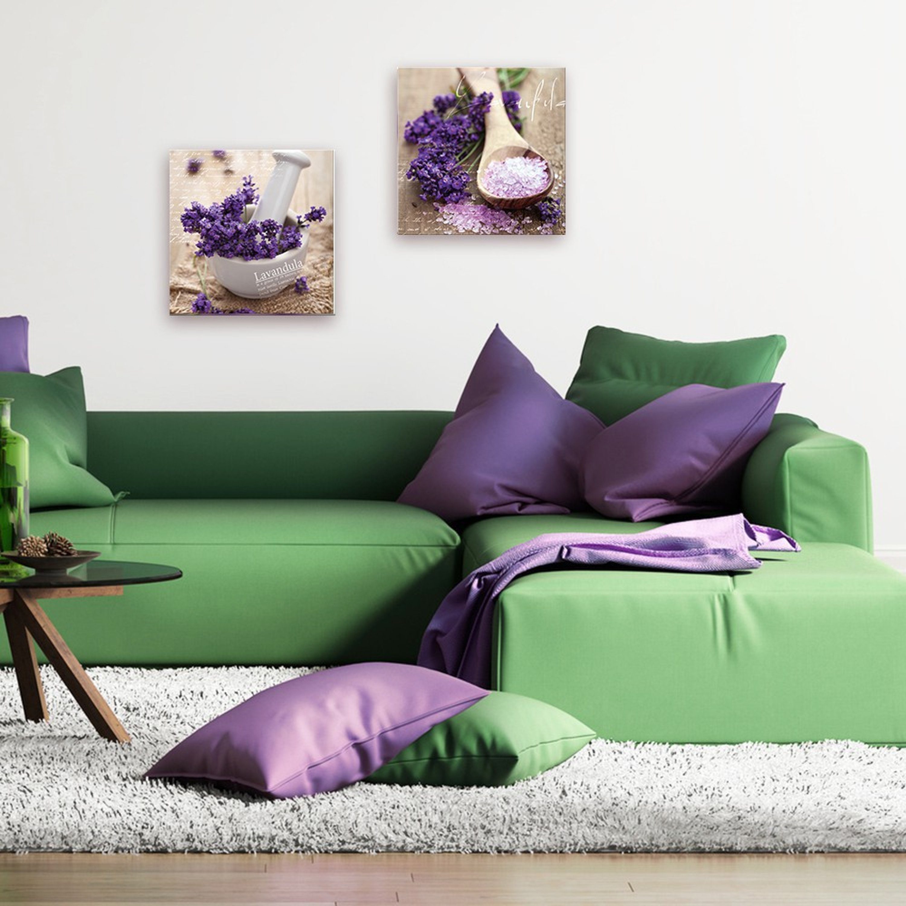 artissimo lila, 30x30cm Lavendel Glasbild Blumen Wellness Bild Spa: Glasbild Lavendel