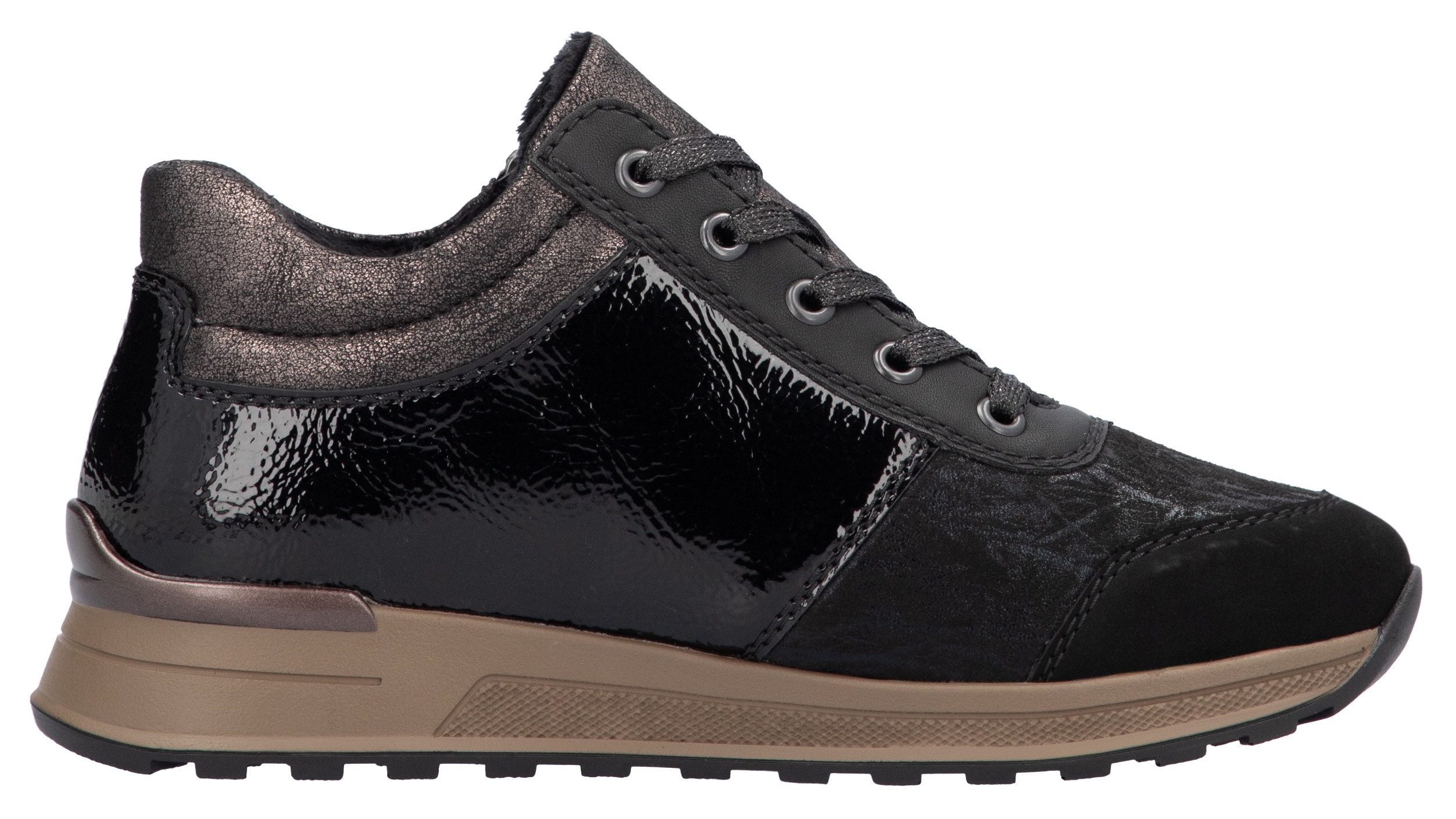 Rieker Sneaker, Freizeitschuh, Halbschuh, Schnürschuh mit seitlichem Reißverschluss