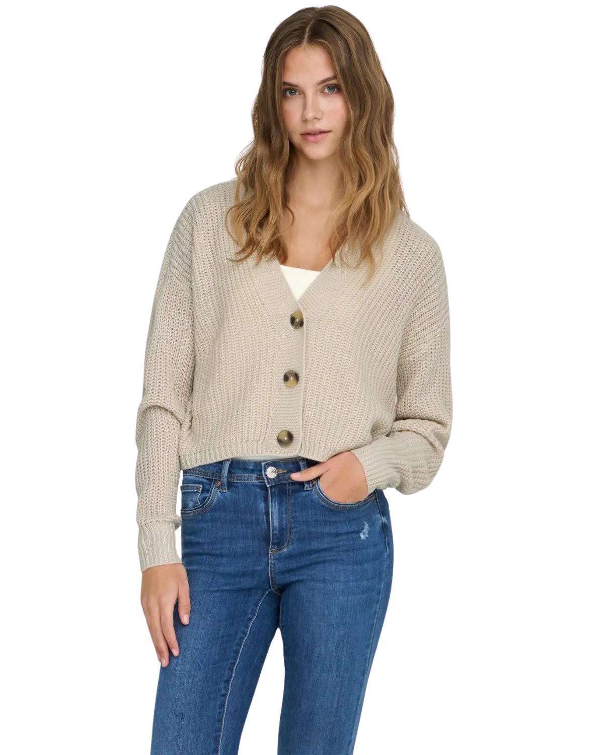 ONLY Cardigan Weiche Feinstrick-Strickjacke mit V-Ausschnitt und Knopfleist günstig online kaufen