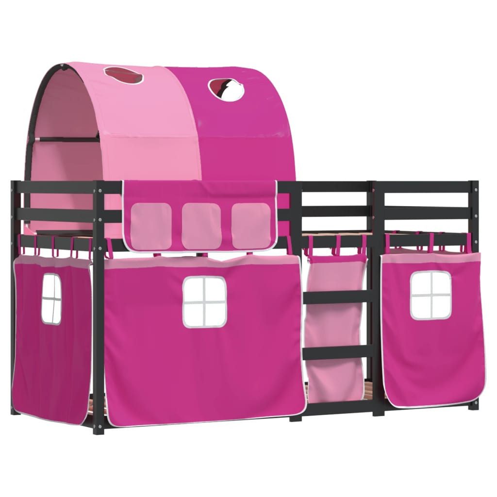vidaXL Bett Etagenbett mit Vorhängen Rosa günstig online kaufen