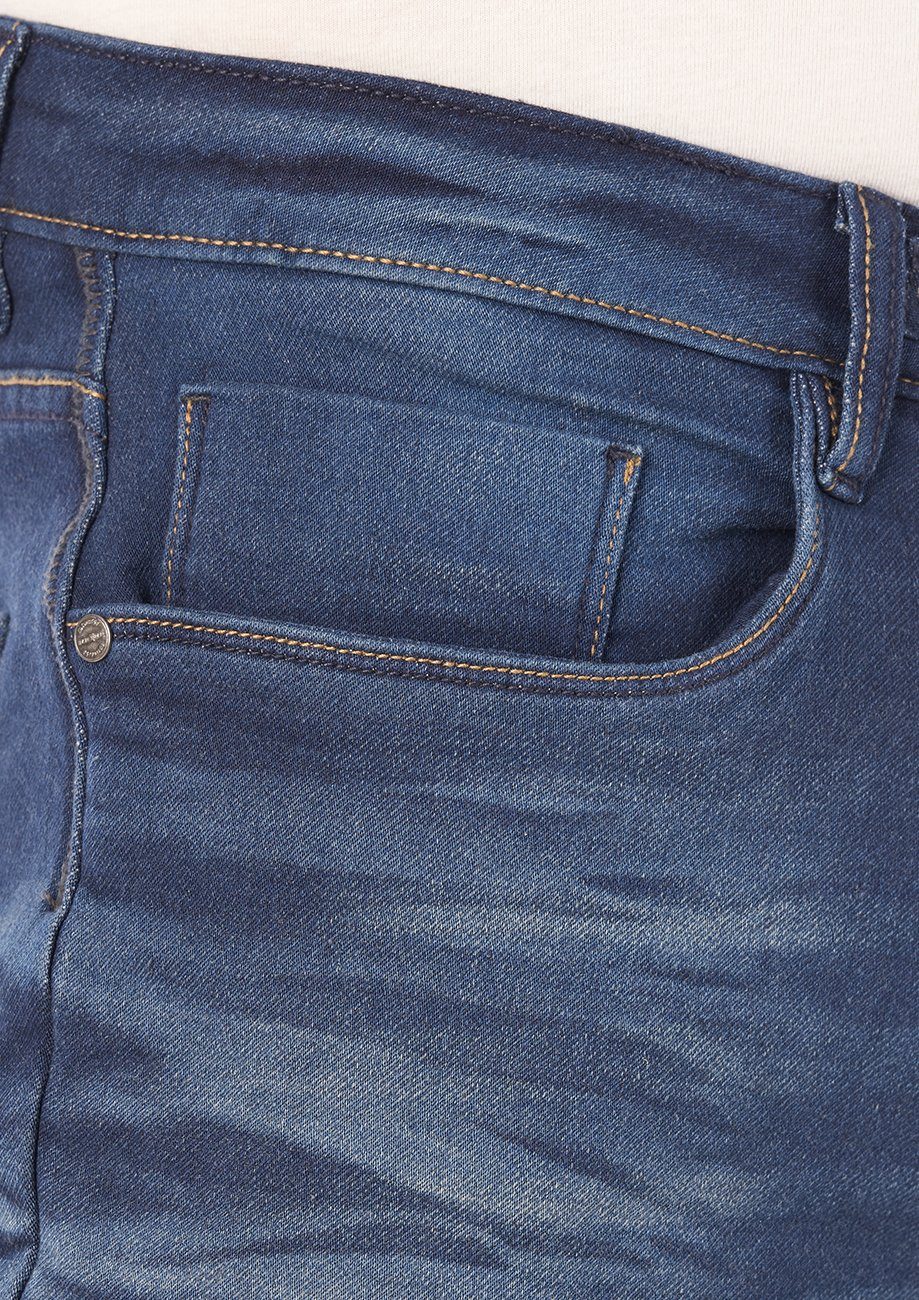 RIVPaul Herren Bermudashorts Regular Blue Denim Jeansshorts mit riverso Shorts (D147) Stretch Dark Fit