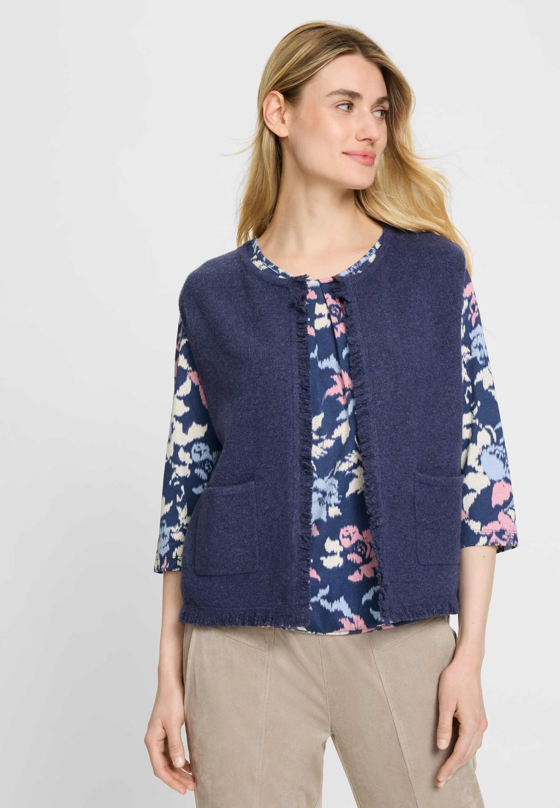 Olsen Cardigan Weste mit Fransen