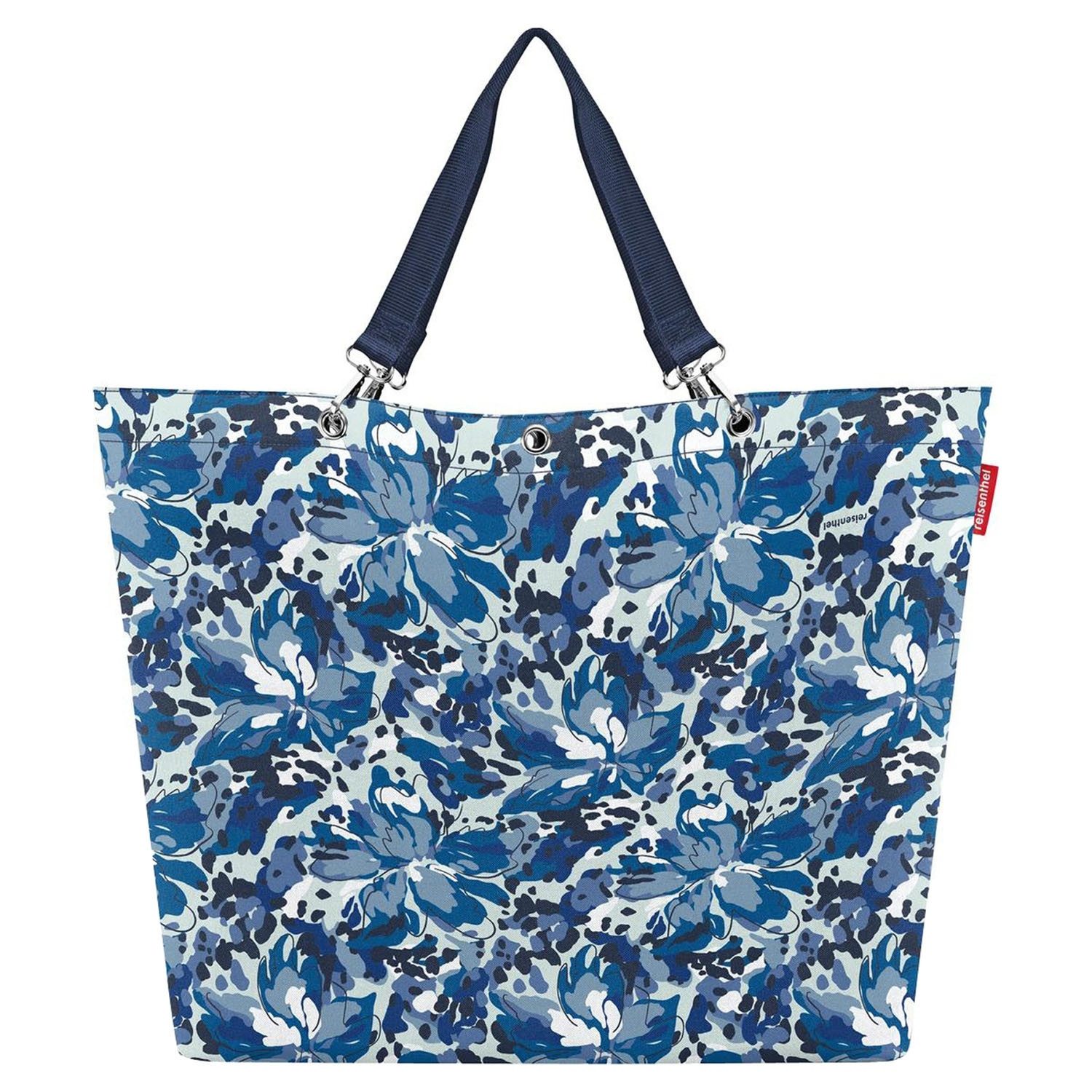 REISENTHEL® Tragetasche SHOPPER XL, Blau, Weiß, florales Muster, Polyester (1-tlg), mit Reißverschluss, wasserabweisend