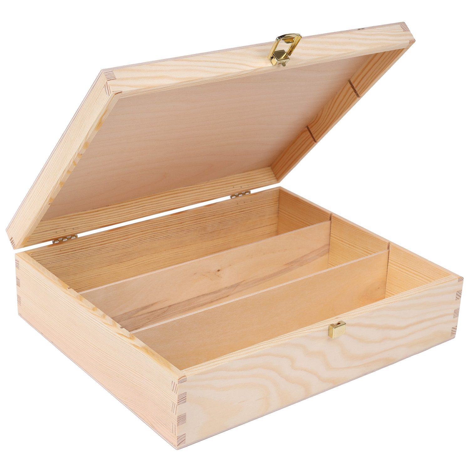 Weinkiste Weinkiste, box für 3 Flaschen mit Deckel und Verschluss, 35x30x10 cm