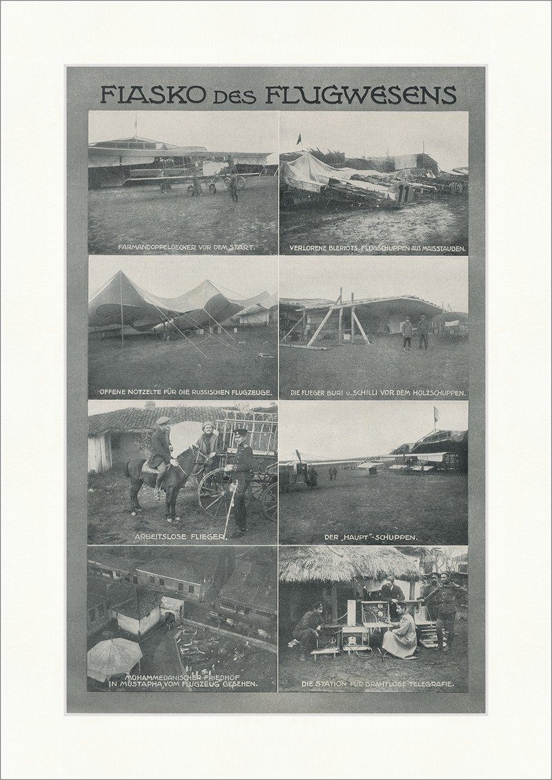 Kunstdruck Fiasko des Flugzeugwesens Mustapha Farman Doopeldecker 1913 F_Vintage