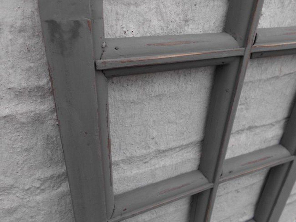 (1 49 Holz halbrund Sprossenfenster grau-shabby cm Dekofenster Dekorahmen St) Deko-Impression Wanddekoobjekt