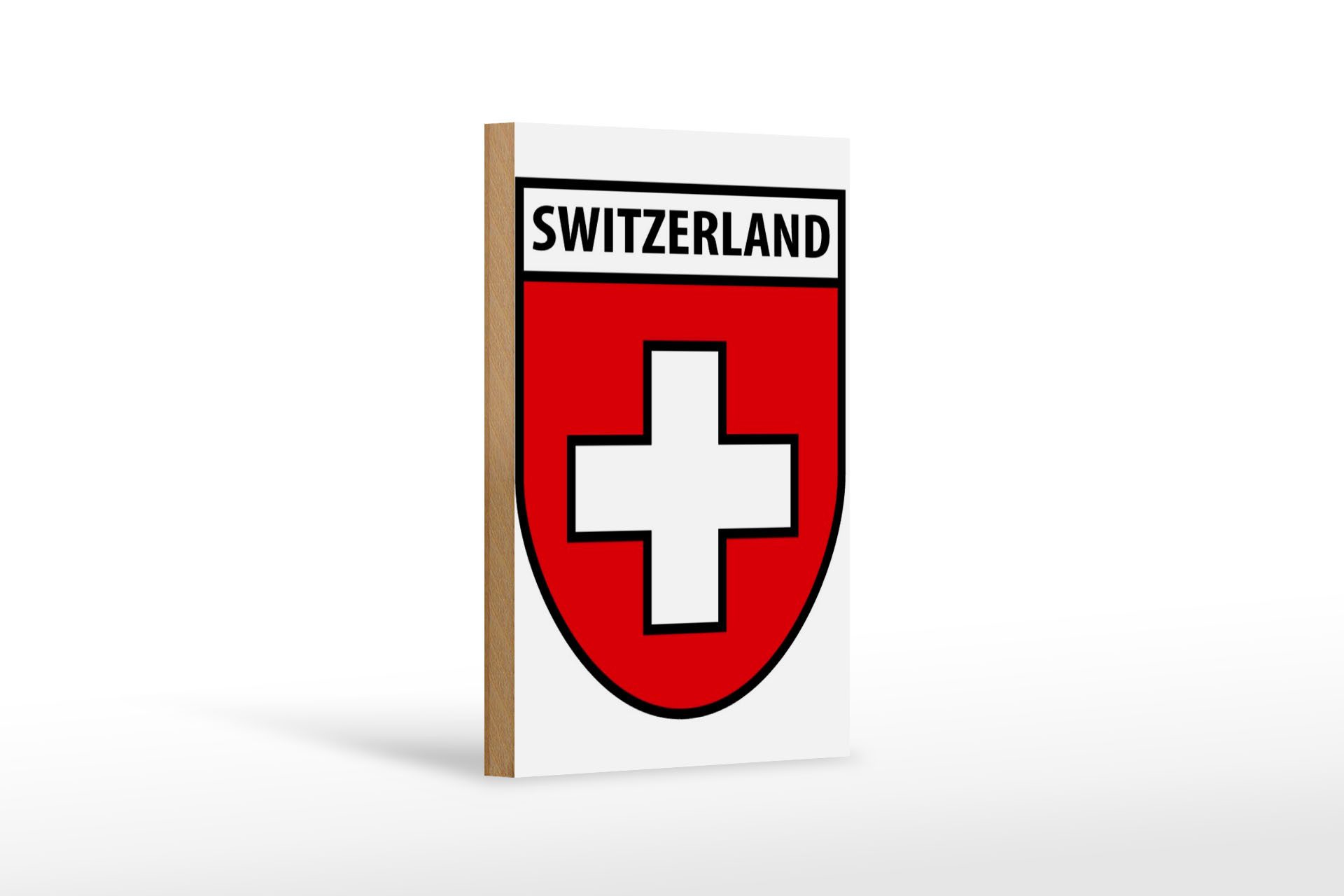 Femer GmbH Holzbild Flagge 12x18cm Switzerland Schweiz Wappen, Flaggen, Wappen (1 St), Glatte Holzfaserplatte (MDF), vorn beschichtet