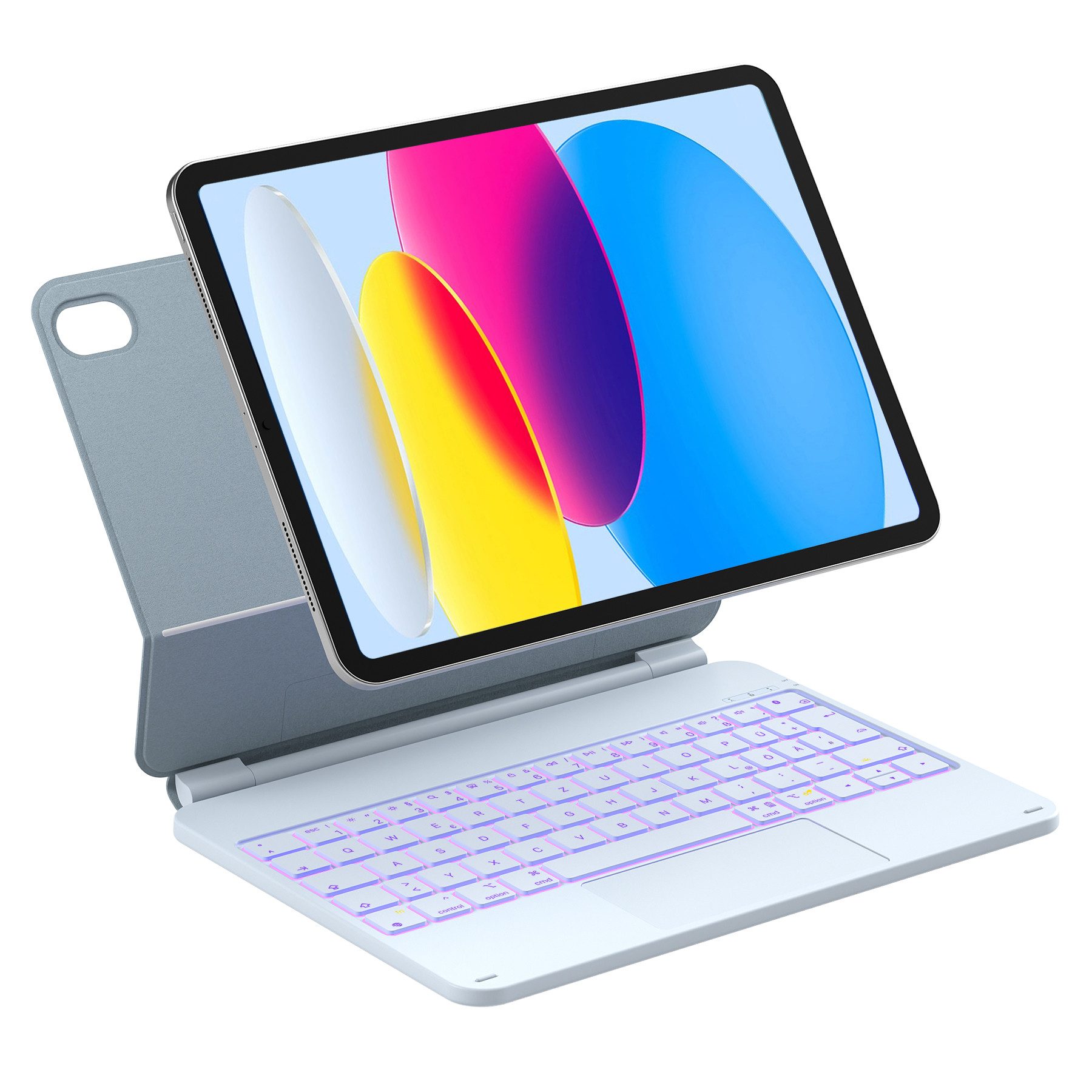 Inateck Magic Keyboard für iPad A16 11/10 Gen iPad-Tastatur (Freitragender Ständer, 7-Farbige Hintergrundbeleuchtung)