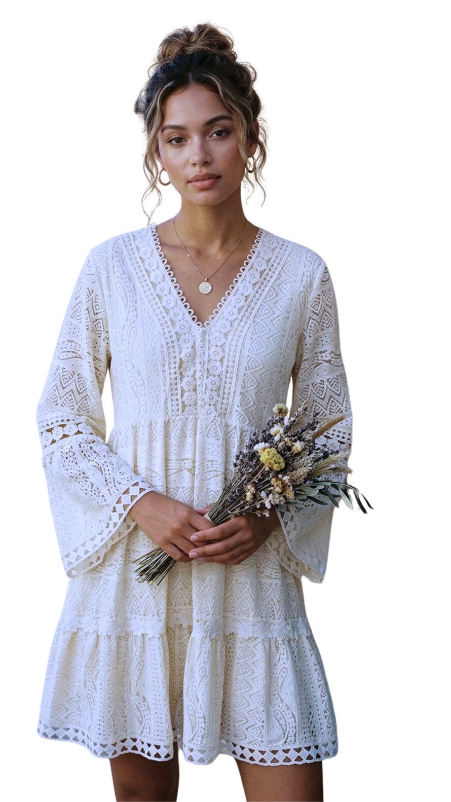 Charis Moda Sommerkleid Tunikakleid Bohéme Mediterran Romantik