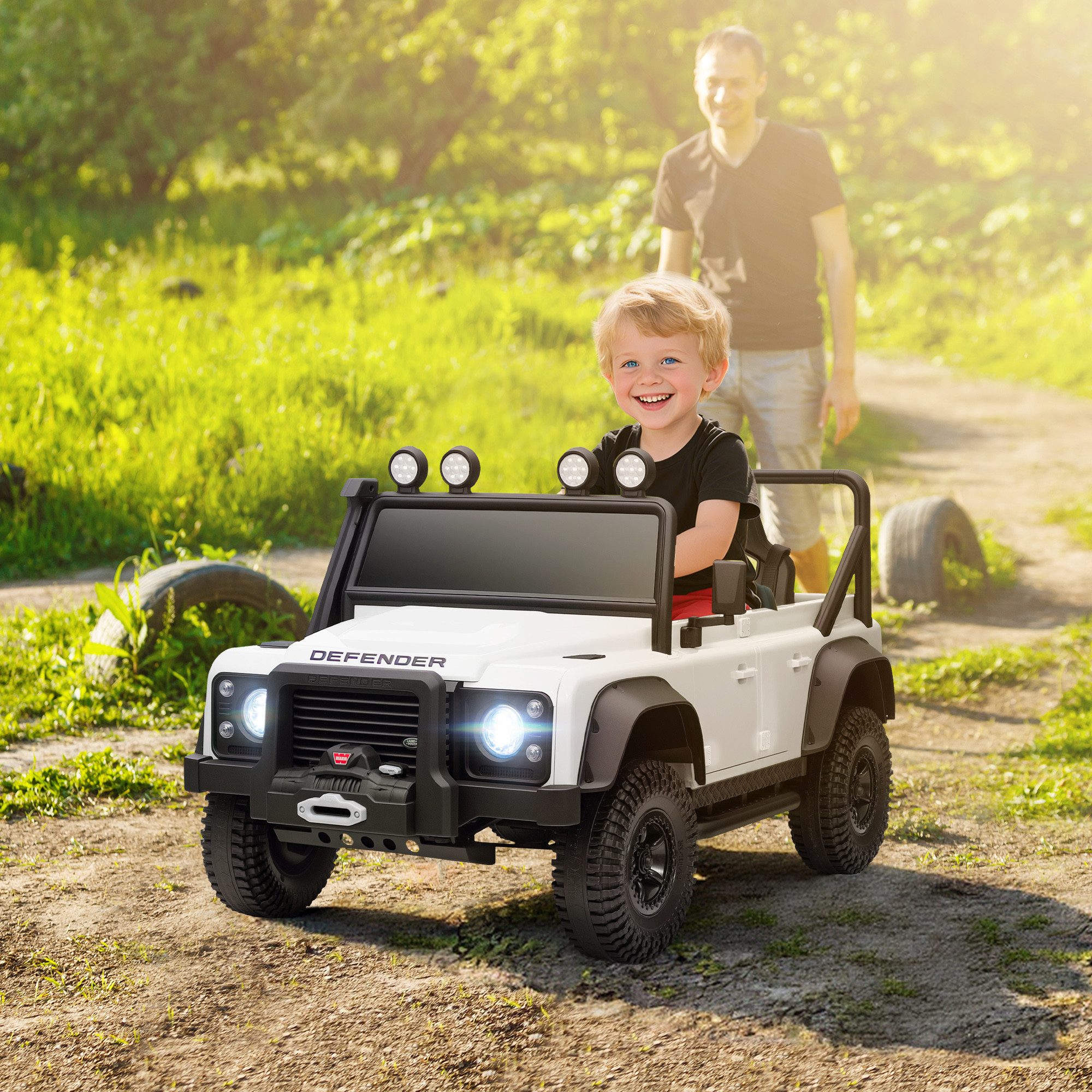 AIYAPLAY Elektro-Kinderauto 12V 7Ah Kinderauto mit 2,4 Ghz Fernbedienung, Belastbarkeit 30 kg, (1-tlg), für Kinder 3-5 Jahre Weiß