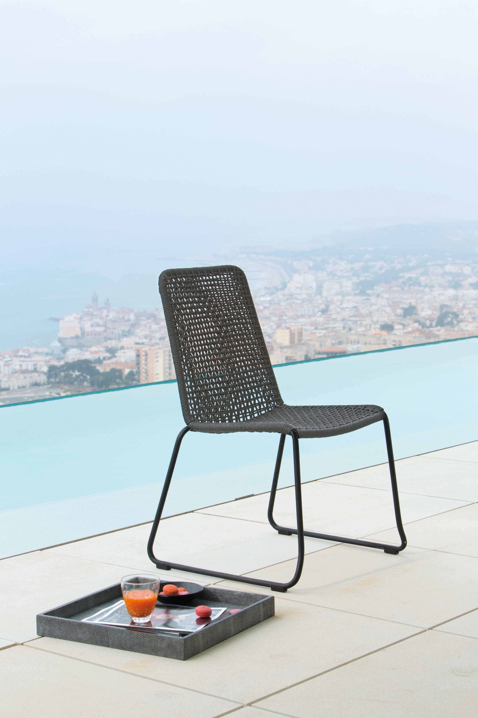 Lambert Gartenstuhl Patti Outdoorstuhl "Fish Net Rope"grau Stahlrohr pulverbeschichtet 55