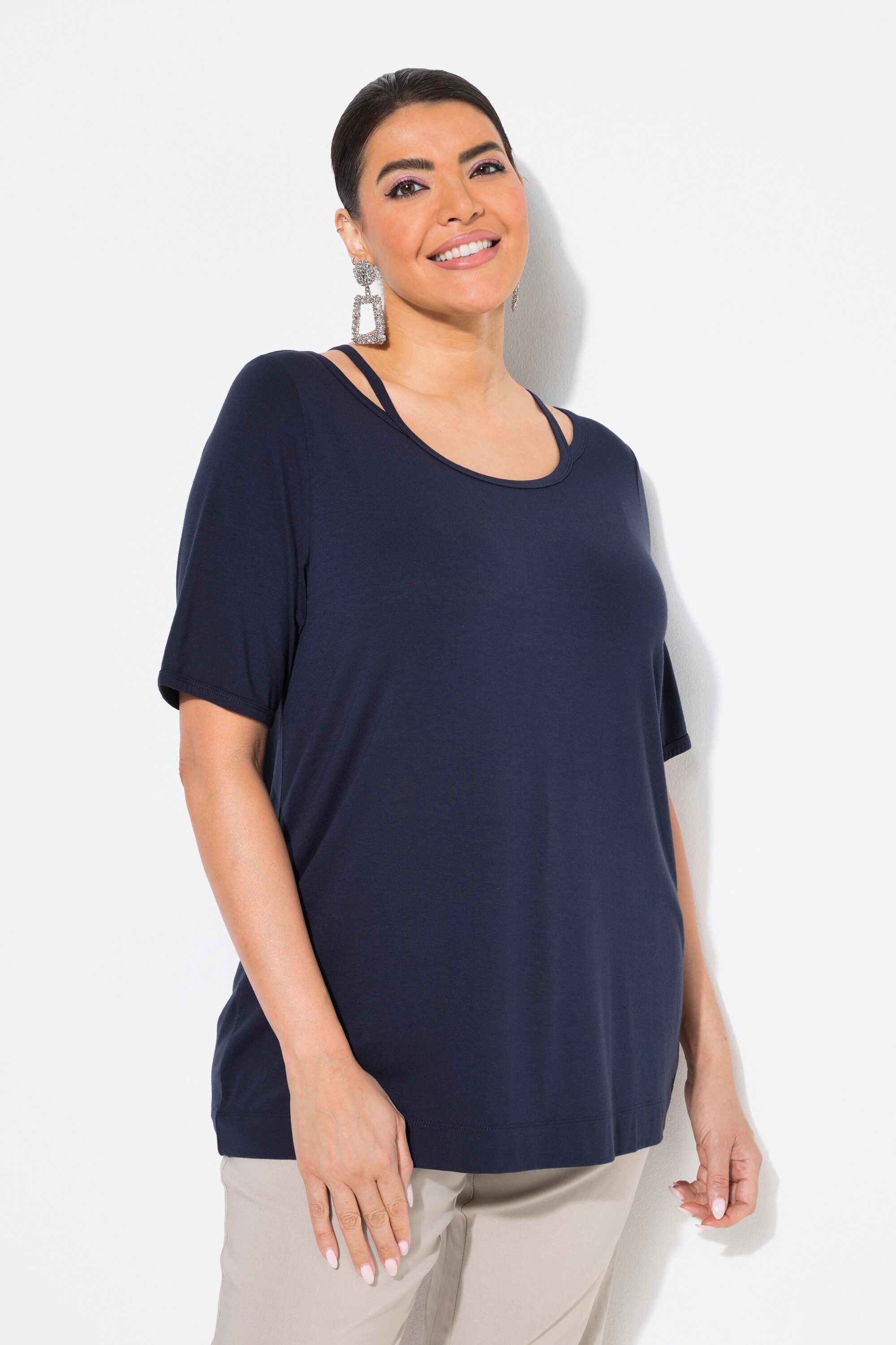 T-Shirt T-Shirt Cut-Out Classic Rundhals Halbarm