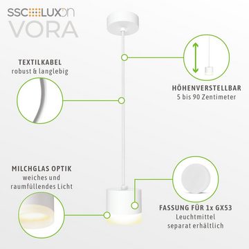 SSC-LUXon LED-Hängeleuchte VORA Design Deckenleuchte weiß mit Leuchtring für GX53 Lampe