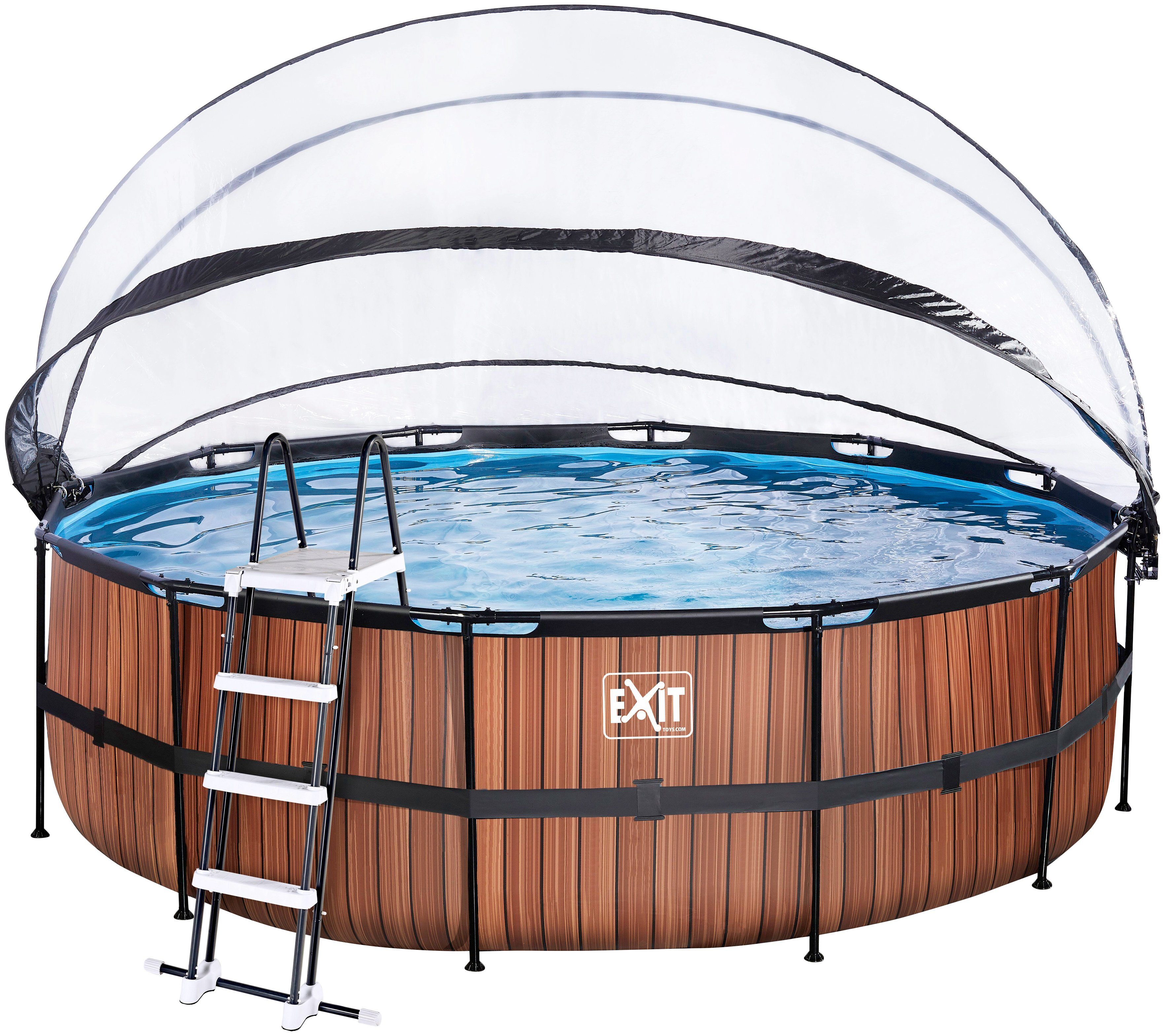 EXIT Framepool inkl. multifunktionaler Poolabdeckung und Sicherheitsleiter (Set, 4-tlg), ØxH: 450x122 cm, mit Sandfilteranlage