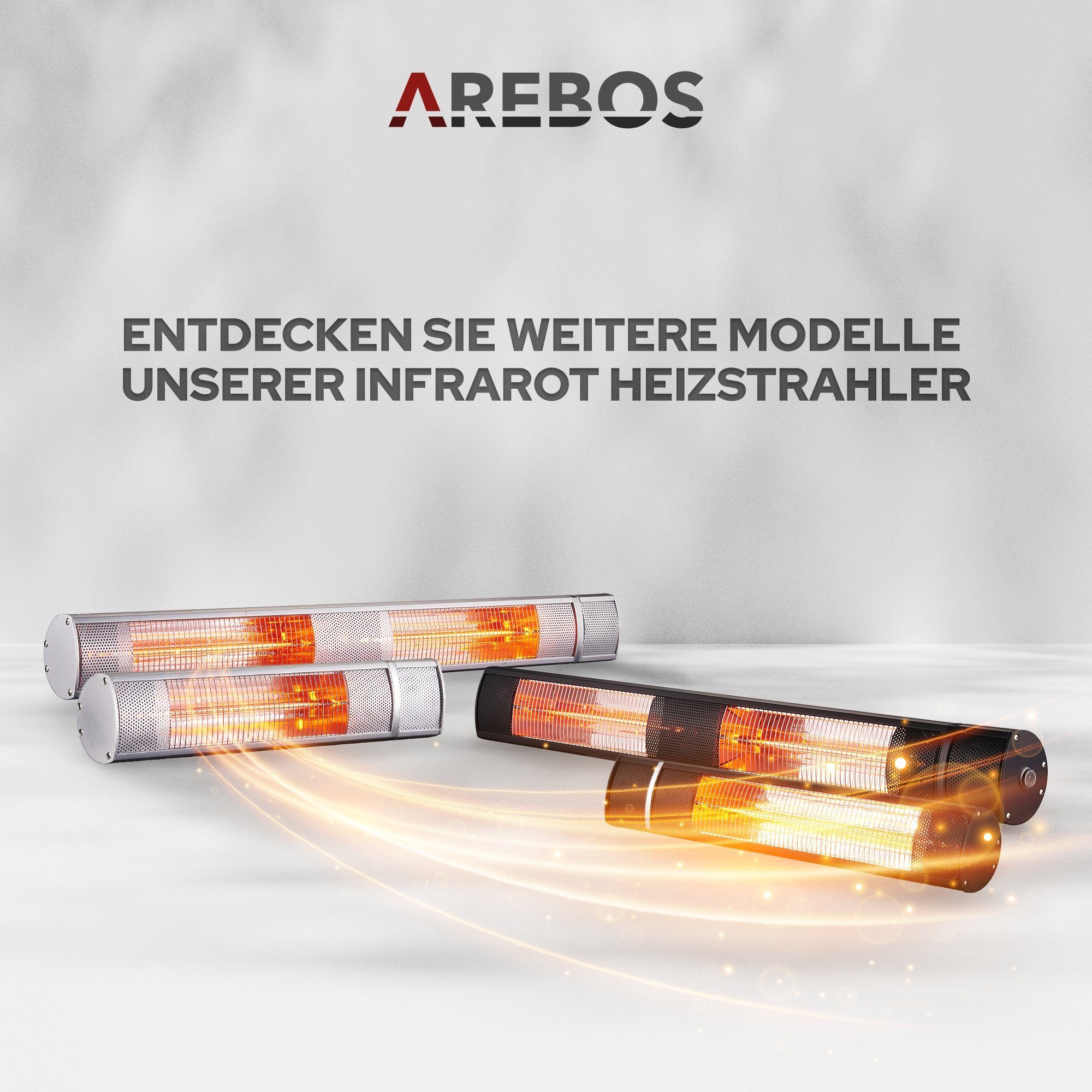 Arebos Heizstrahler 2.000 W, Heizstufen mit 3 Fernbedienung, Infrarotheizstrahler