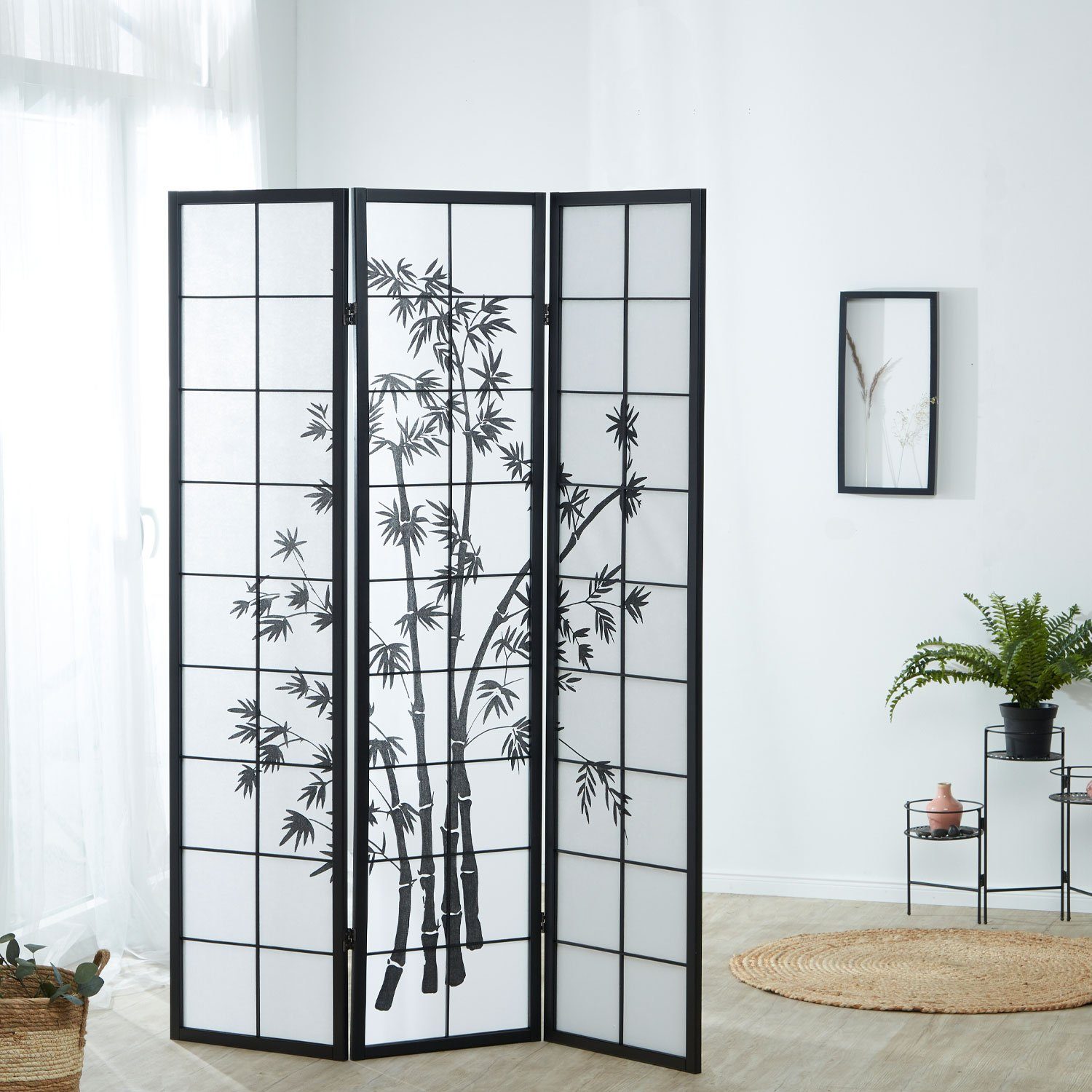 Homestyle4u Paravent Holz Raumteiler Bambus Shoji günstig online kaufen