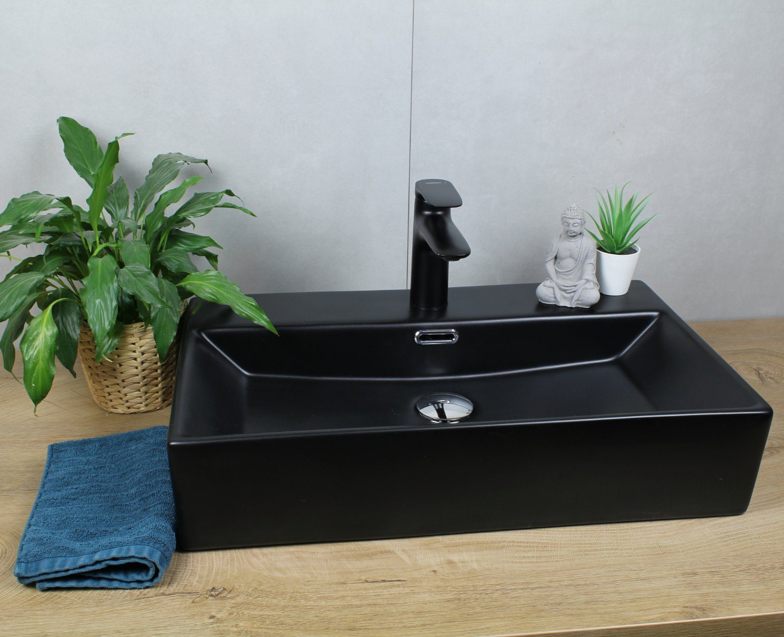 HAGO Aufsatzwaschbecken Keramik Waschbecken eckig 600x365x130 günstig online kaufen