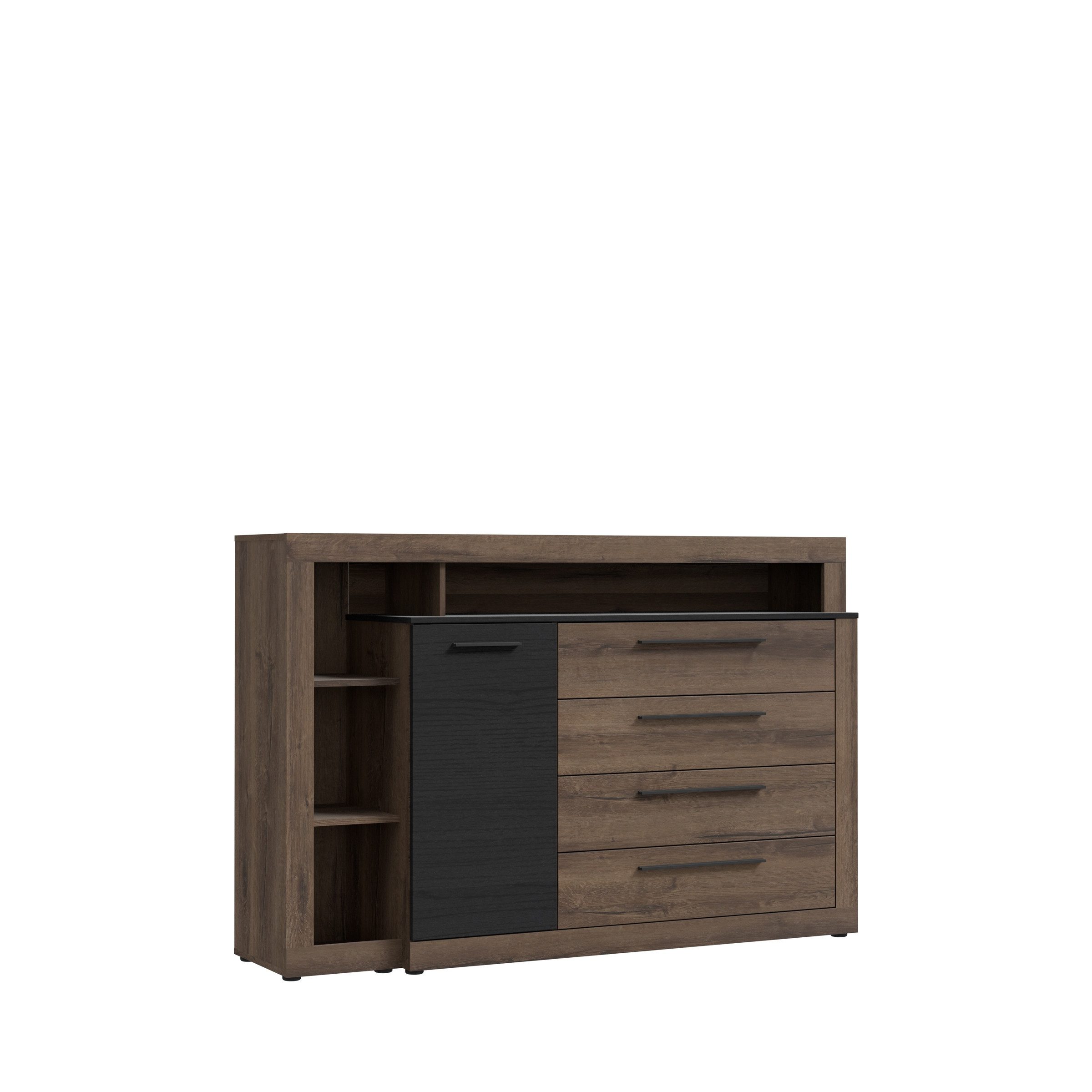 FORTE Kommode in braun,schwarz - 160,5x107,3x43,4cm (BxHxT)