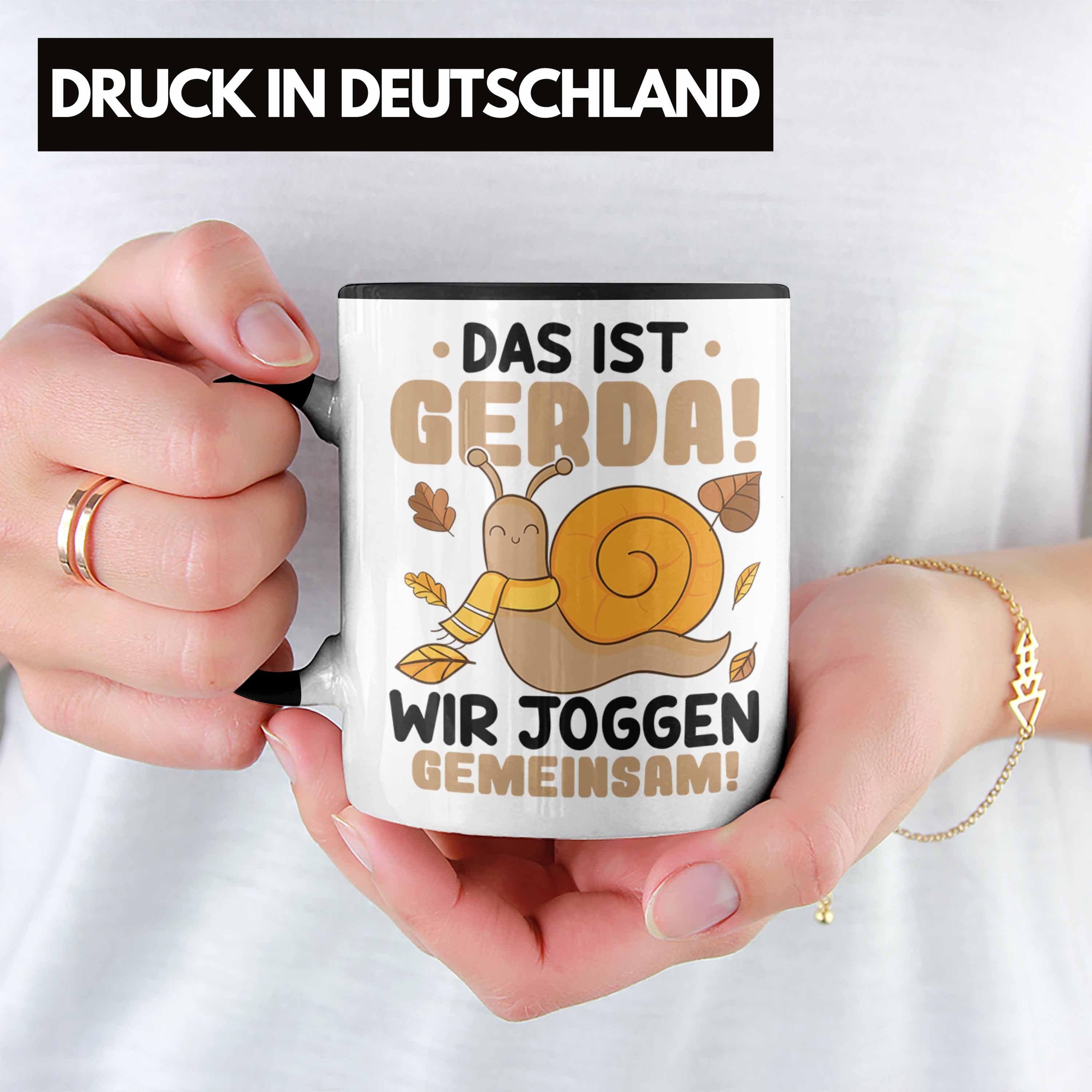 Lustiger - Joggen Gerda Tasse Trendation Trendation Jogger Schwarz Schnecke Tasse Wir Spruch Das Ist Geschenk Gemeinsam