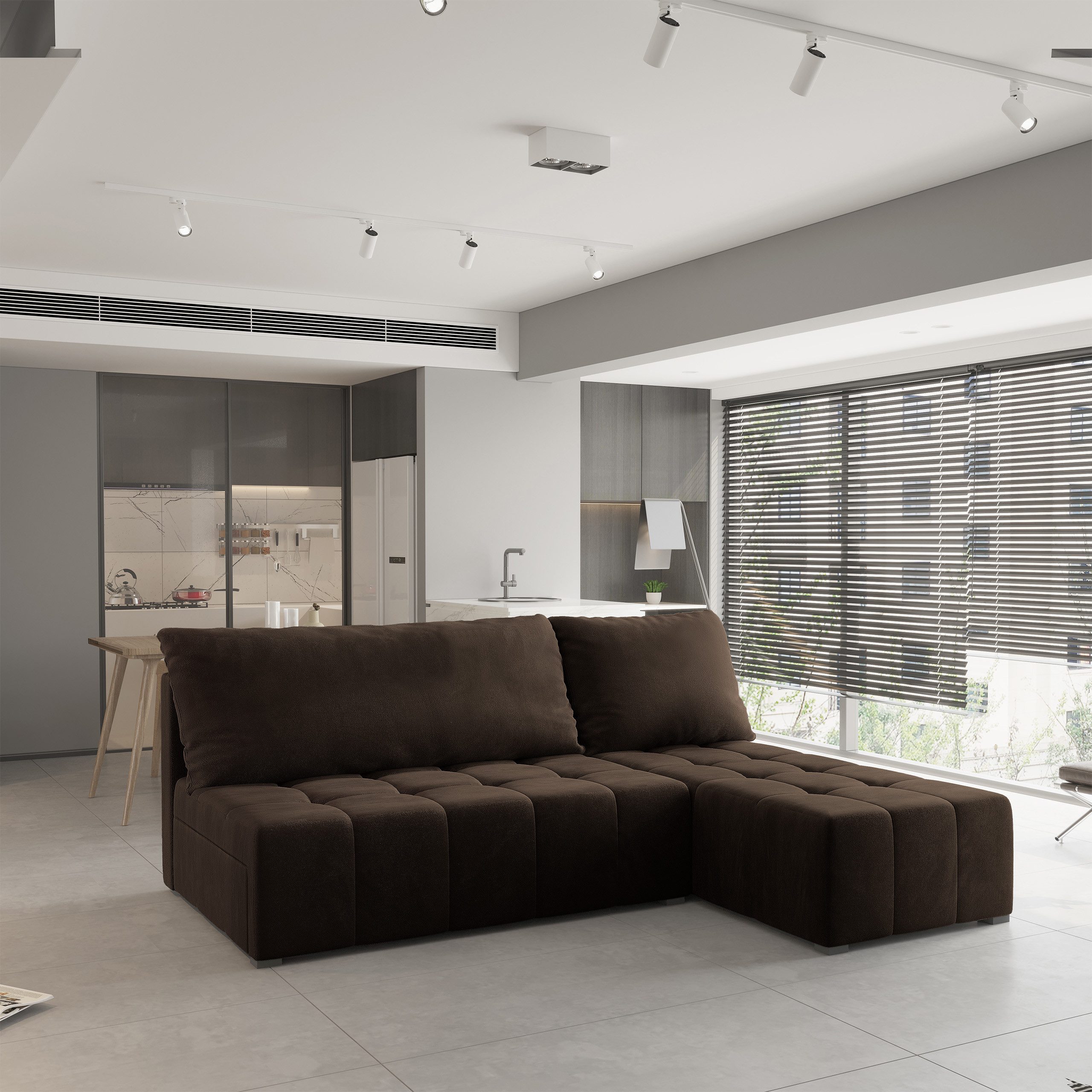 Masseno Ecksofa DOMIRA mit Schlaffunktion L-Form, Sofa mit Bettkasten