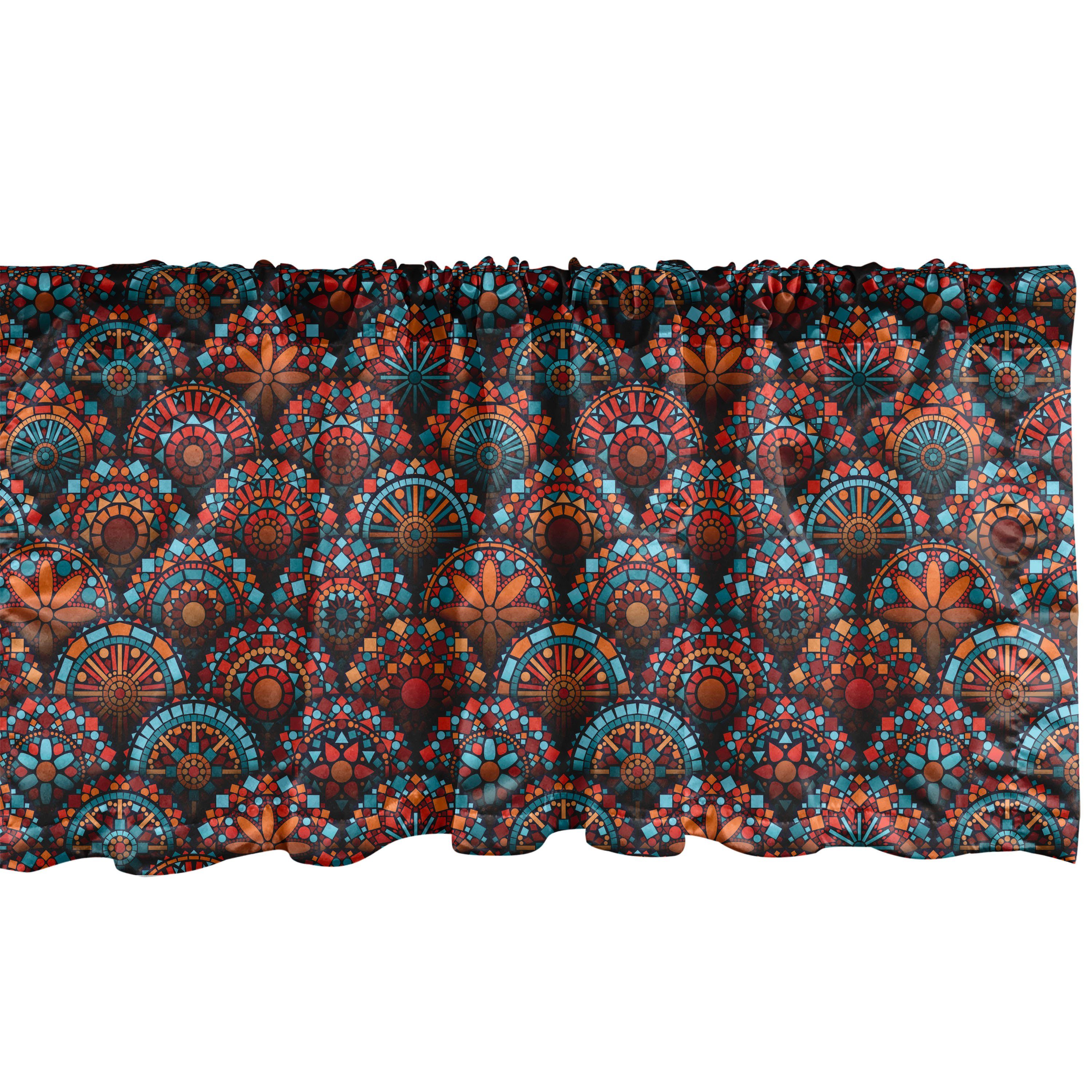 Schlafzimmer Vorhang Volant mit Küche Mandala Scheibengardine Stangentasche, für Microfaser, Dekor Blumenarten Abakuhaus, Geometrische