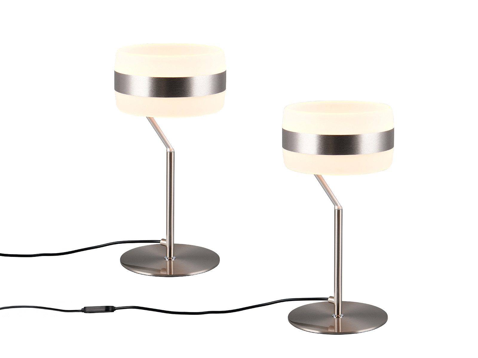 TRIO Leuchten LED Nachttischlampe, Dimmfunktion Lichttemperatur einstellbar, LED fest integriert, Warmweiß, Neutralweiß, 2er Set funktionale Designer Tischlampen dimmbar, Höhe 30cm