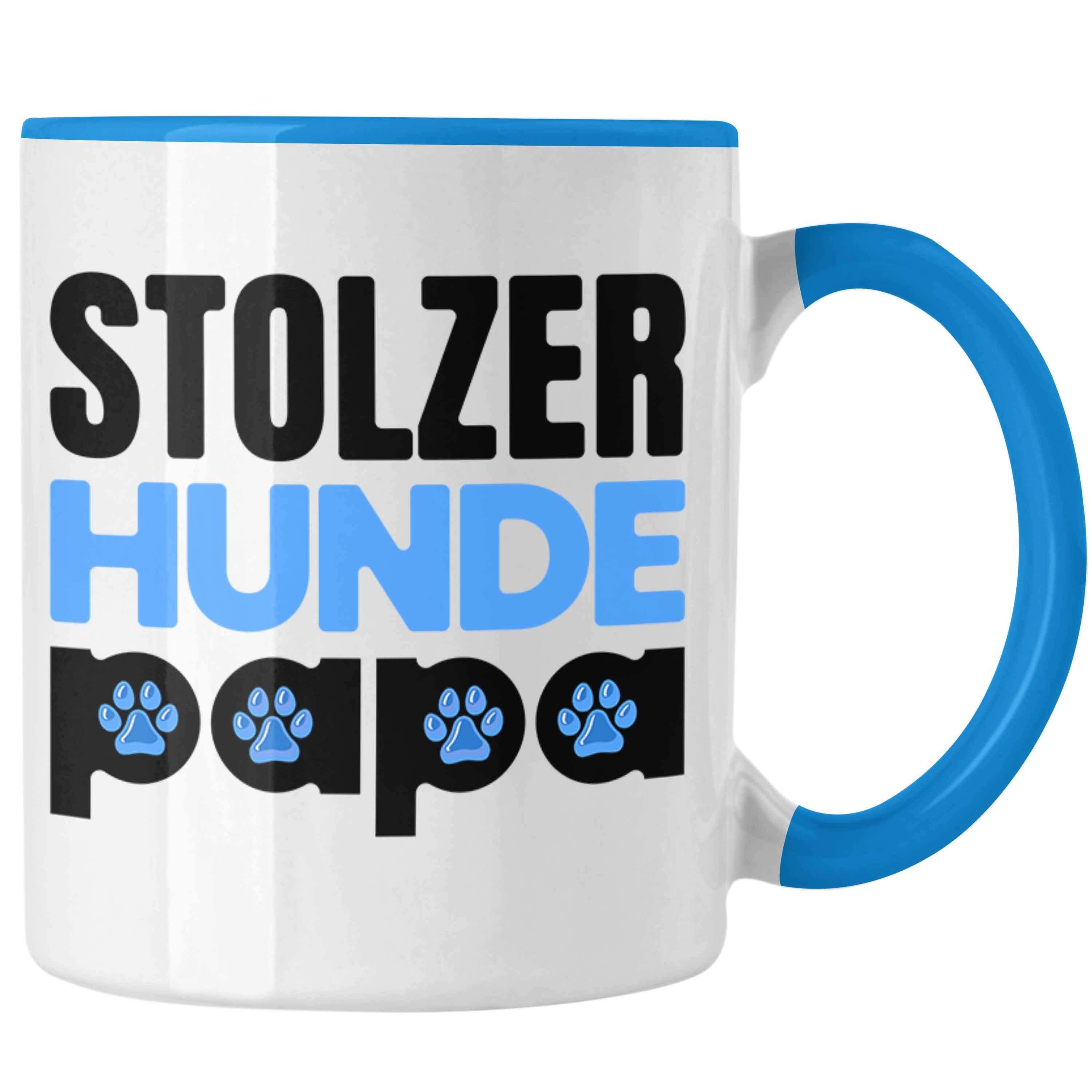 Trendation Tasse Trendation - Stolzer Hunde Papa Tasse Geschenk Hundepapa Geschenkidee für Hunde-Papis Und Herrchen Becher Blau