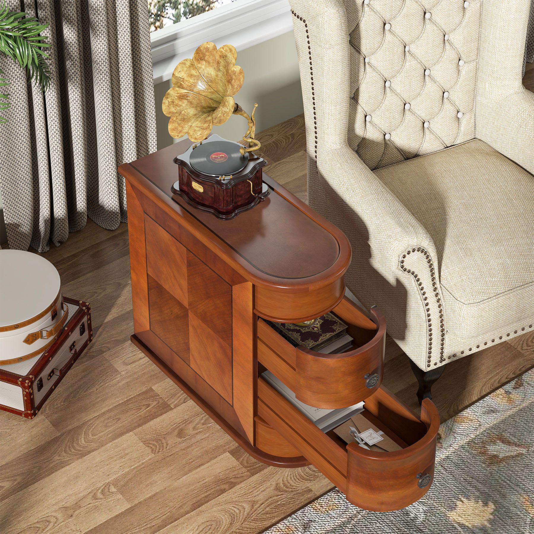 Tribesigns Beistelltisch Holz, Sofatisch mit 2 Schubladen, Keine Montage er günstig online kaufen