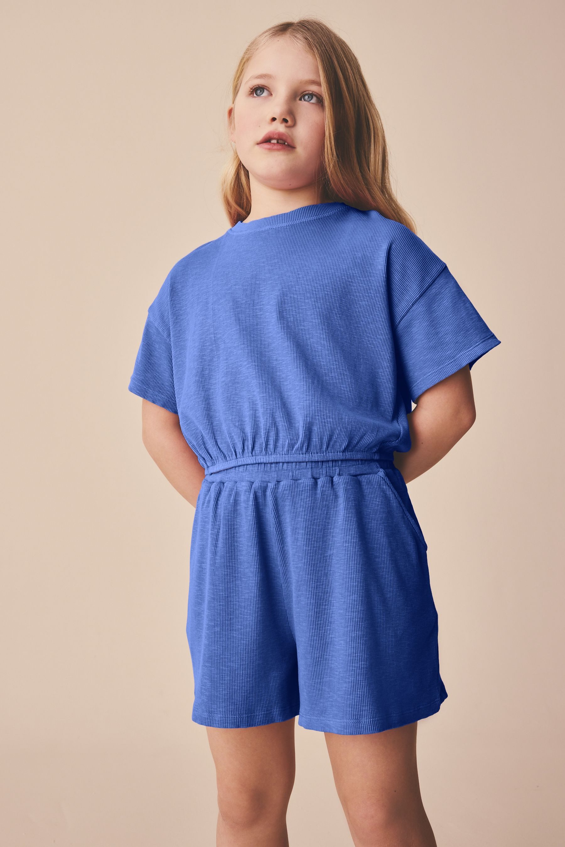 T-Shirt & Shorts Gerippte, gewaschene Shorts im Set