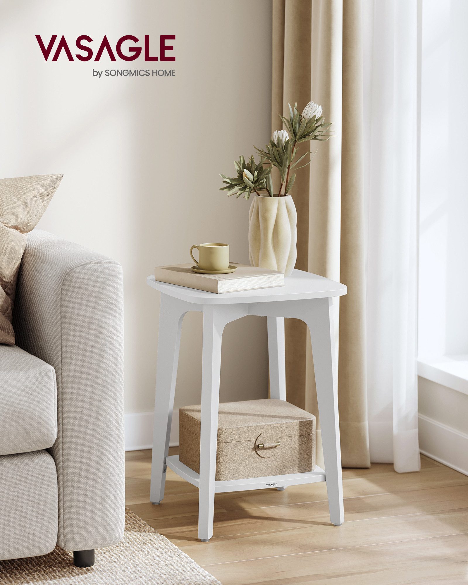 VASAGLE Beistelltisch, rund, mit unterer Ablage, modern, 40 x 50 cm günstig online kaufen