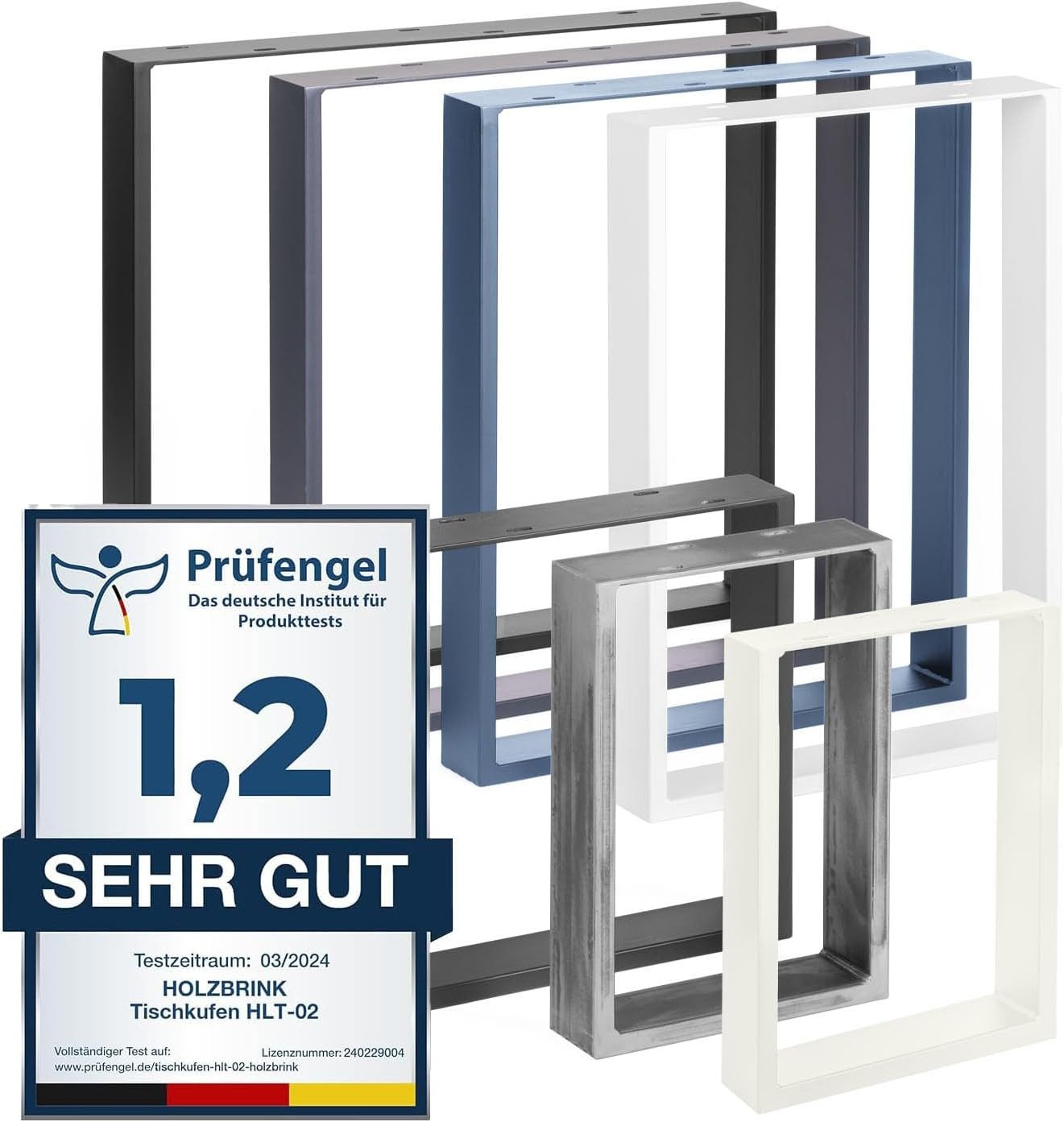 HOLZBRINK Tischbein Tischgestell Möbelfüße Tischuntergestell inkl. Bodenschoner, Tischkufen Industriestahl pulverbeschichtet