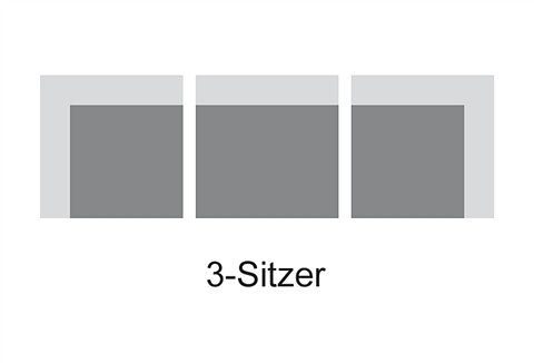 DOMO collection 3-Sitzer Alisson zeitlose Formensprache, modern flache Armlehnen, fester Sitzkomfort, frei im Raum stellbar