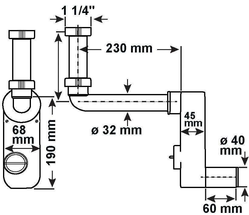 CORNAT Siphon Aufputz-Geruchsverschluss, Made in Germany