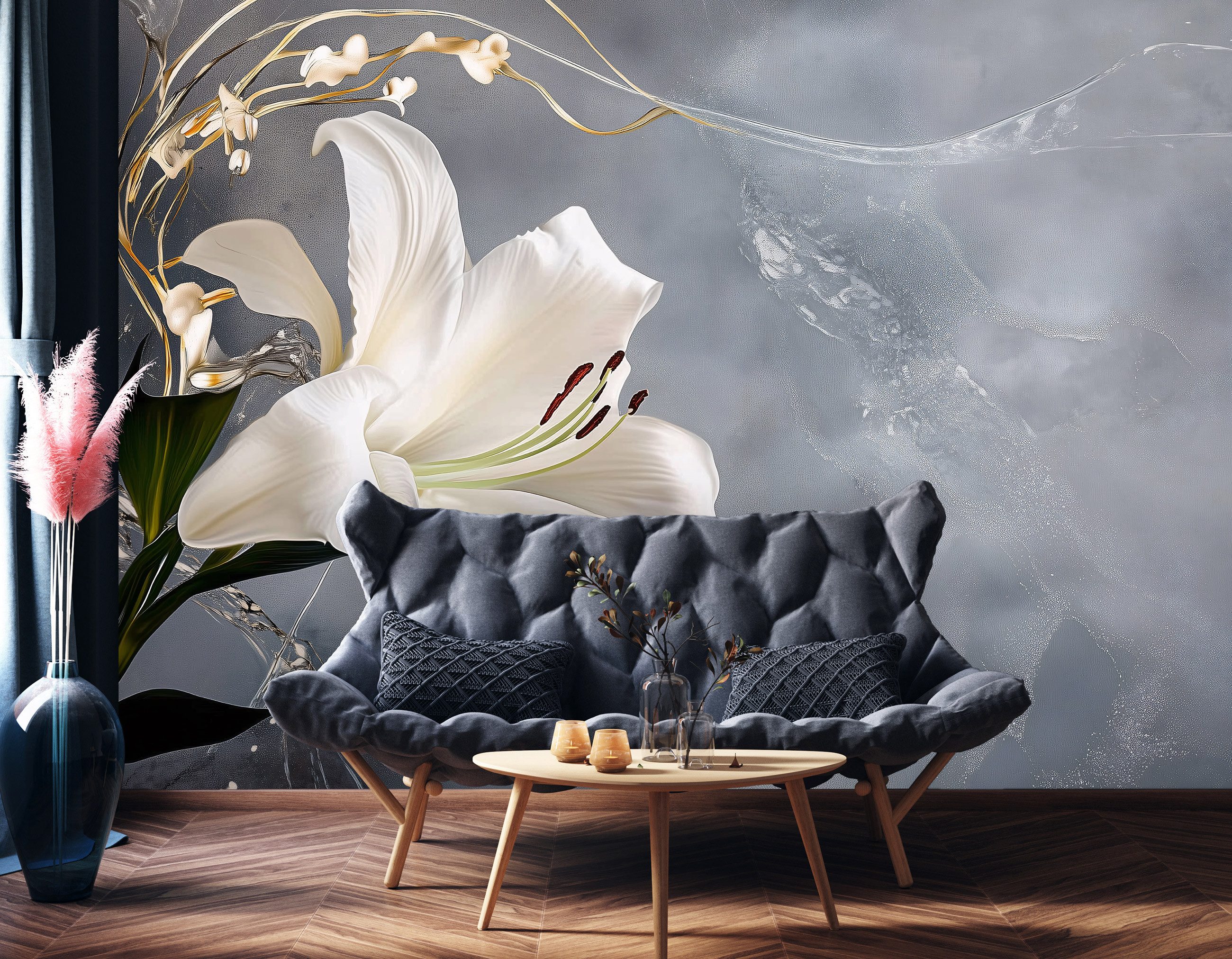 Wallarena Fototapete Blumen Weiß Grau Tapete günstig online kaufen
