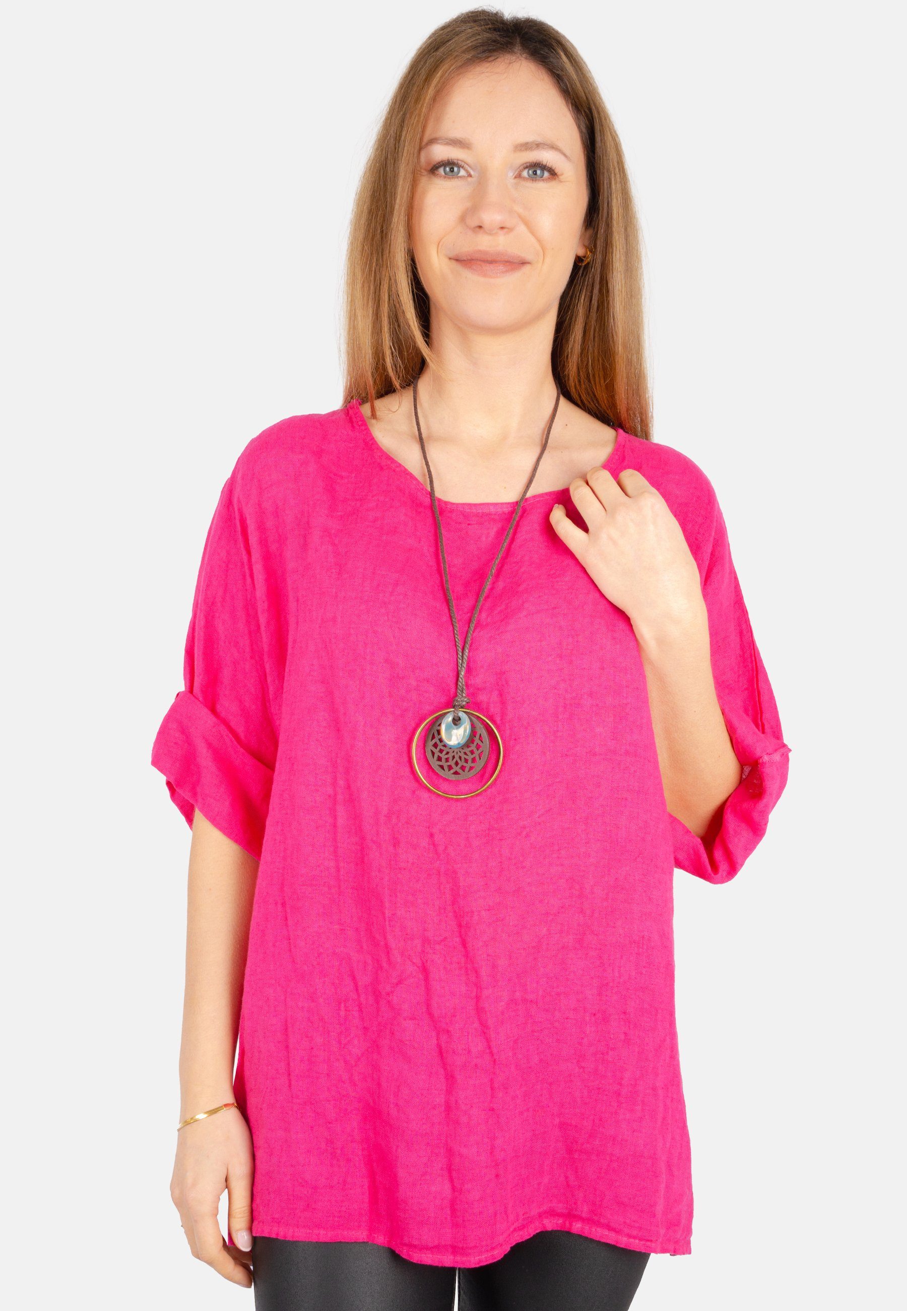 Seasons of April Kurzarmbluse Oversized Lina Weit geschnittene Leinenbluse günstig online kaufen