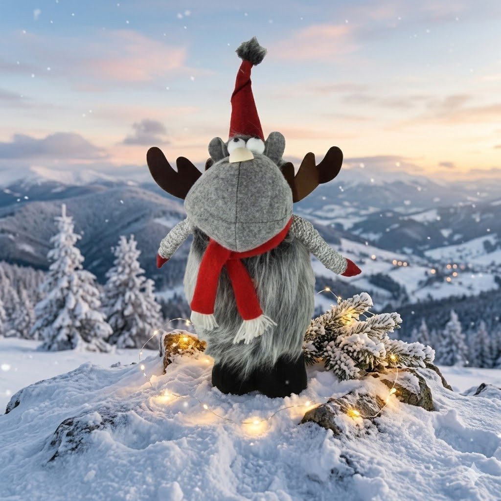 Beauty Group Dekofigur Höhenverstellbares Rentier mit Schal und Mütze, Höhenverstellbar 60–80 cm, Teleskopbeine, festliche Winterdeko, Stoff