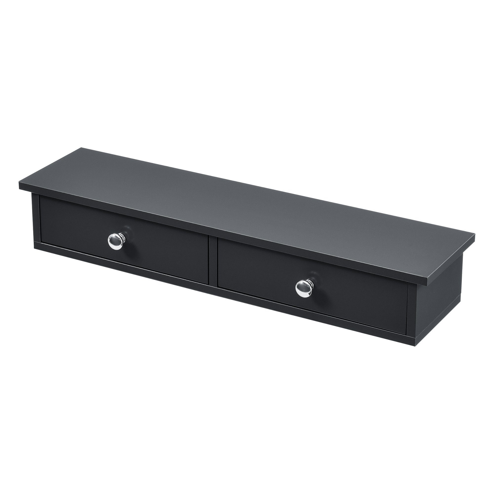 en.casa Wandregal, »Geeste« mit 2 Schubladen 60 x 15 x 10 cm Dunkelgrau günstig online kaufen