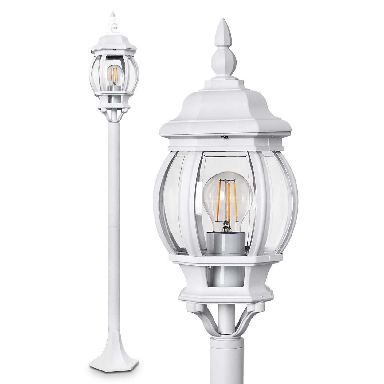 hofstein Außen-Stehlampe »Meyen« Außenleuchte, Aluguss in Weiß mit Kunststoff-Scheiben, ohne Leuchtmittel, Wegeleuchte, E27, IP44